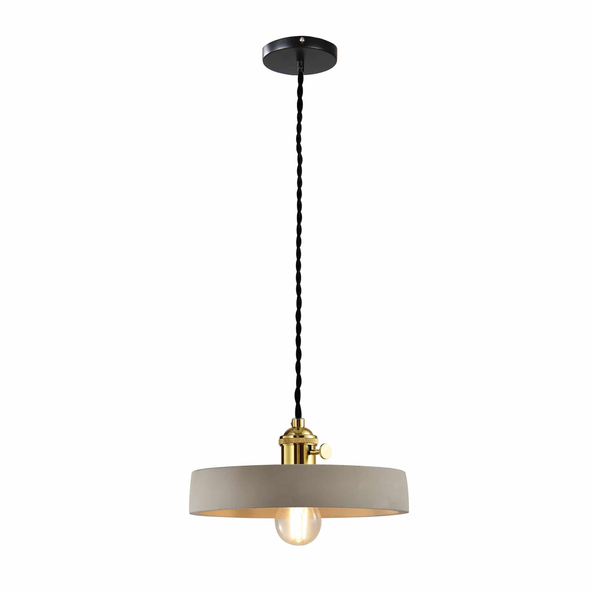 QUVIO Hanglamp Landelijk – Betonnen Platte Lamp 21 cm – Modern & Scandinavisch Design