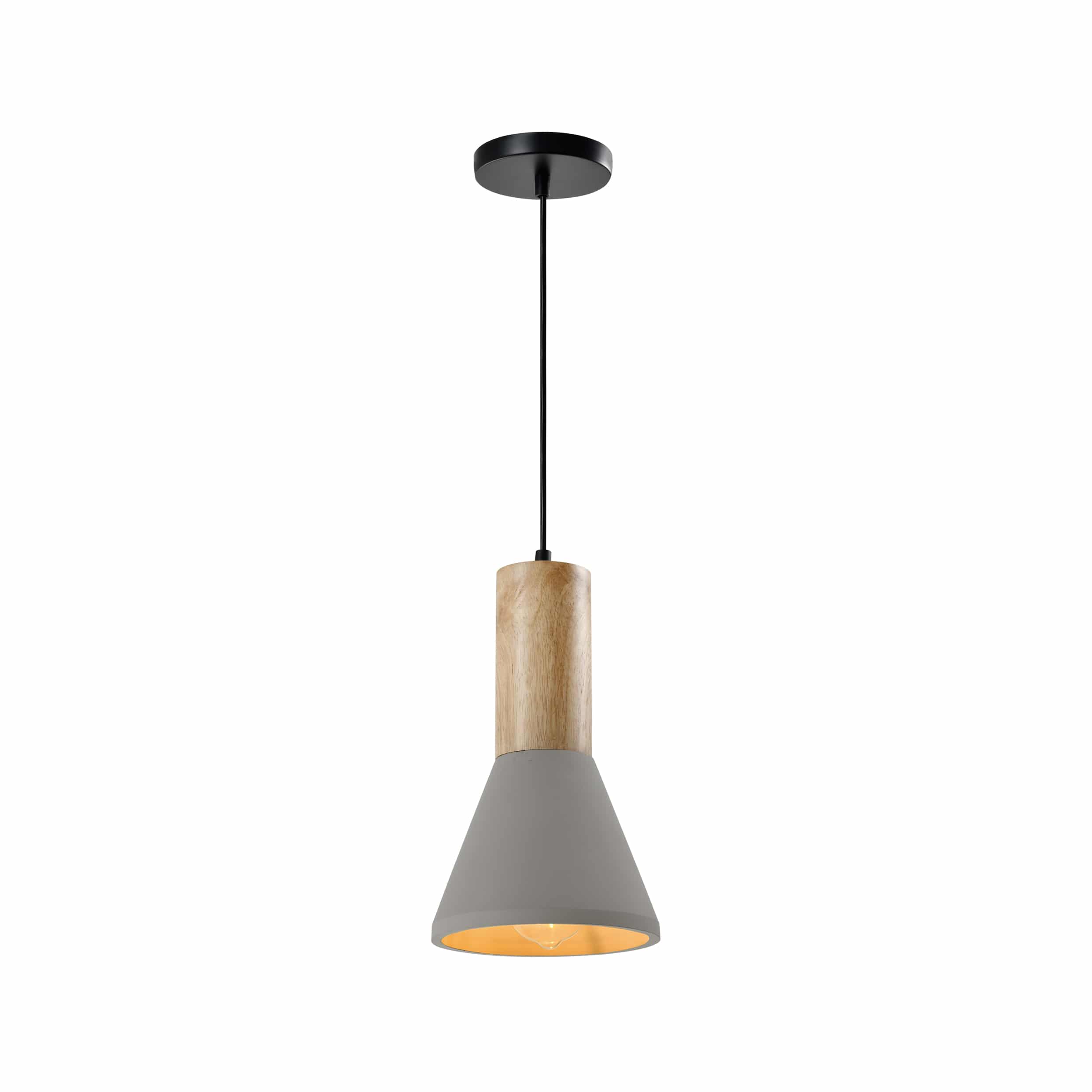 QUVIO Hanglamp Landelijk – Minimalistische betonnen lamp met houten kap
