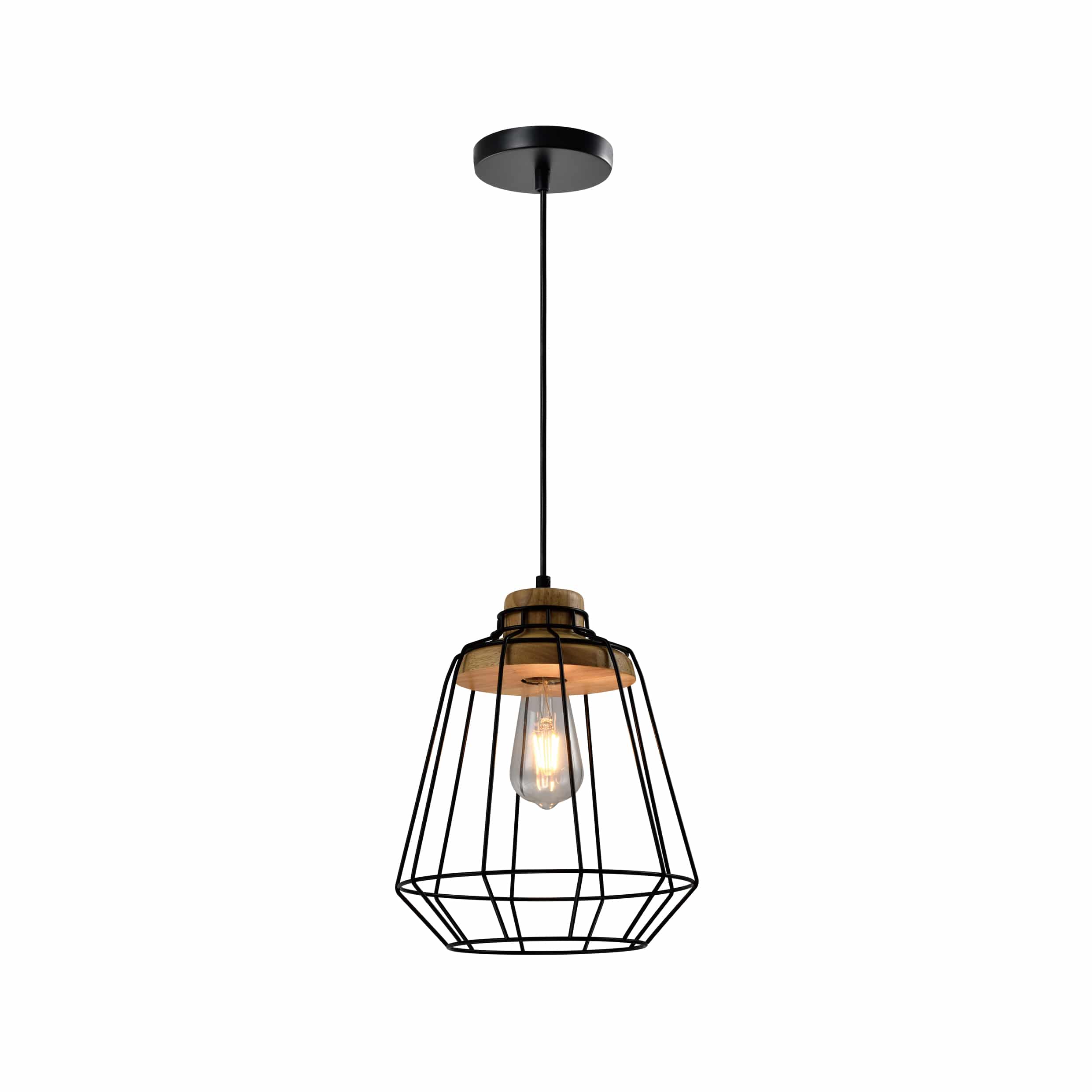 Quvio Hanglamp Landelijk – Zwarte Stalen Kooi, 25 cm