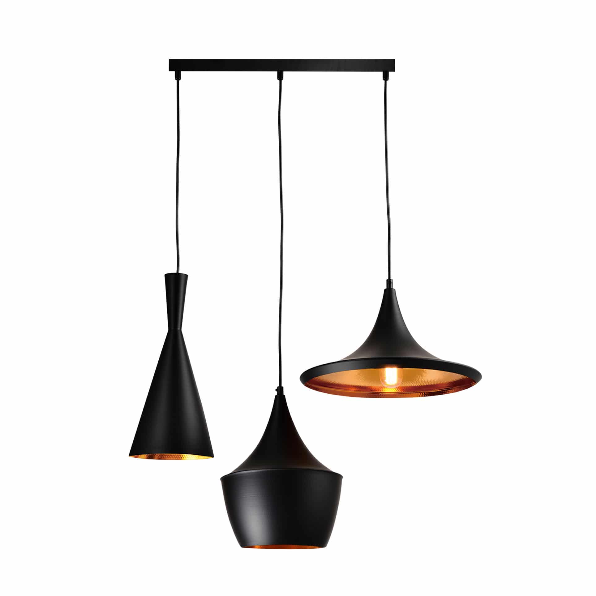 QUVIO Hanglamp met 3 Lichtpunten – Modern Design in Zwart Aluminium