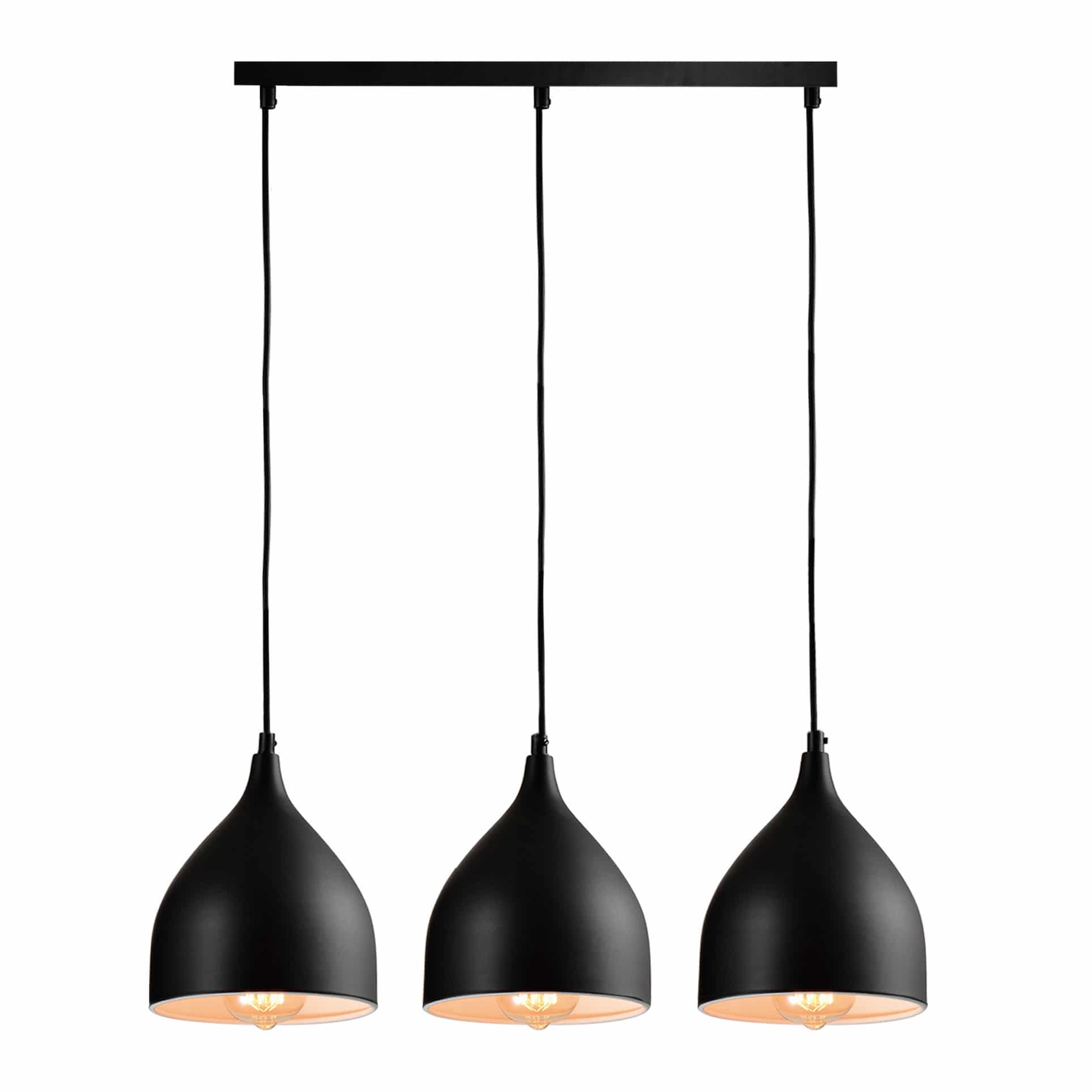 QUVIO hanglamp met drie zwarte lichtpunten – modern, verstelbaar en stijlvol