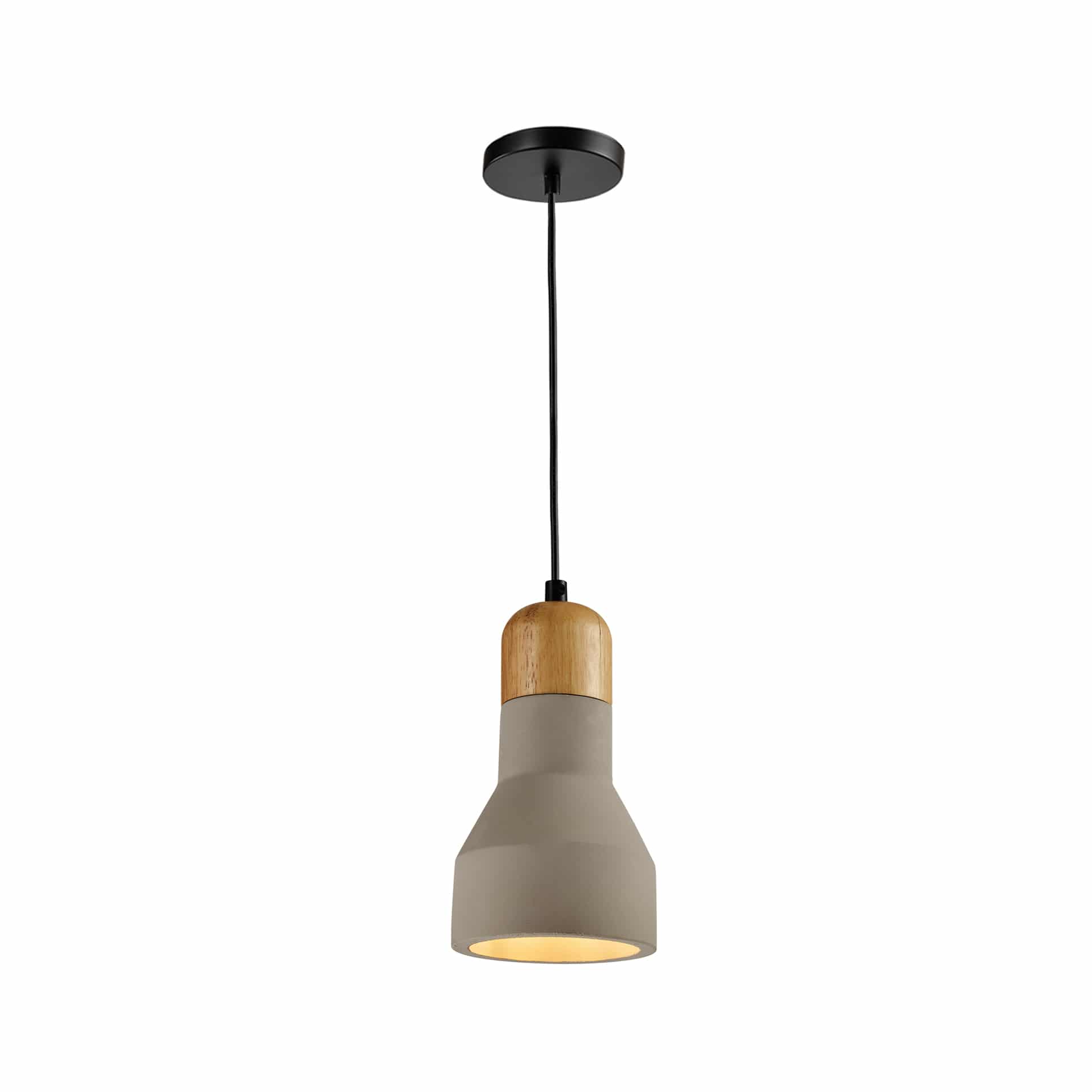 QUVIO Hanglamp Modern – Bolvormige Houten en Betonnen Lamp – 11,5 cm Diameter