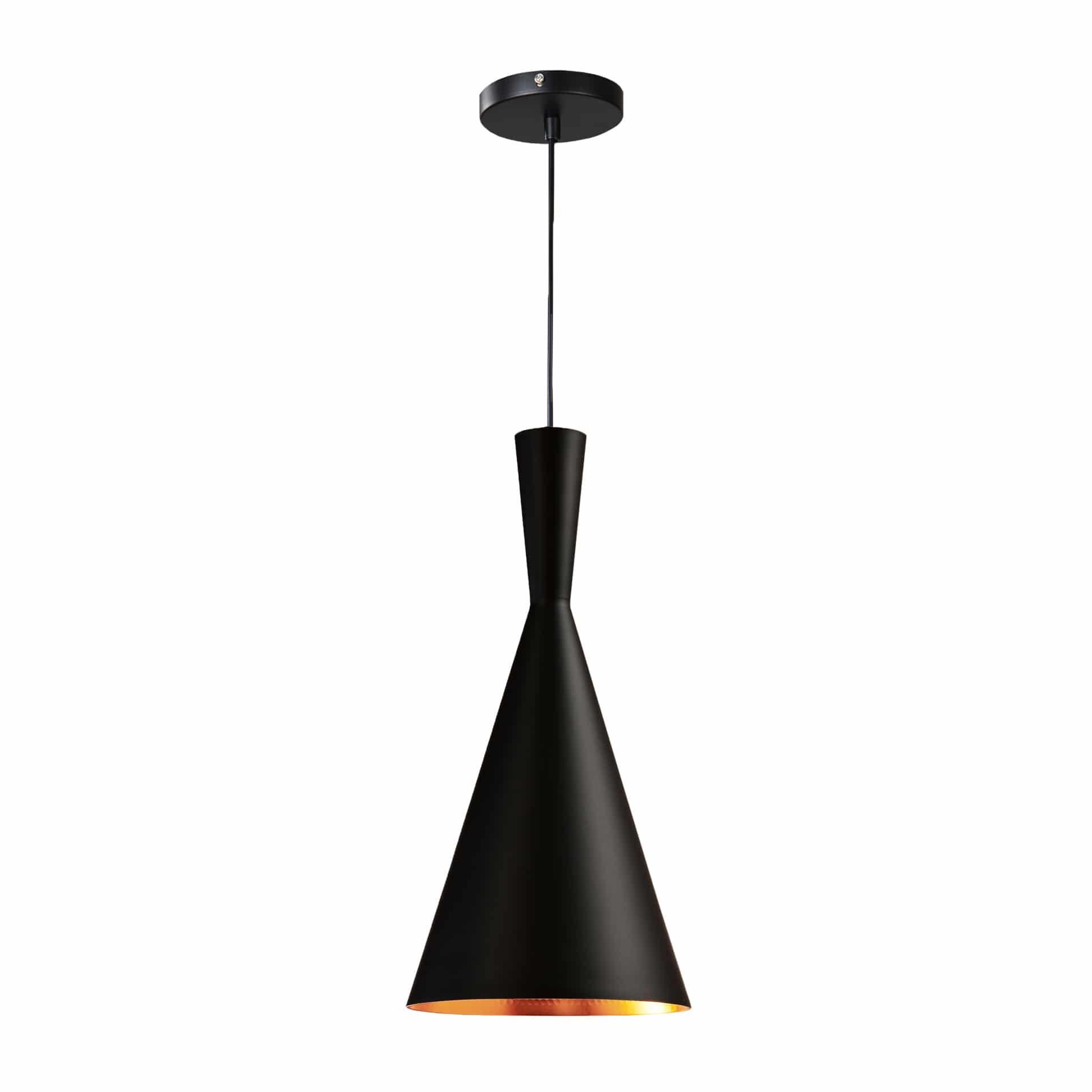 QUVIO Hanglamp modern – Kegelvorm met koperen binnenkant (18,5 cm)