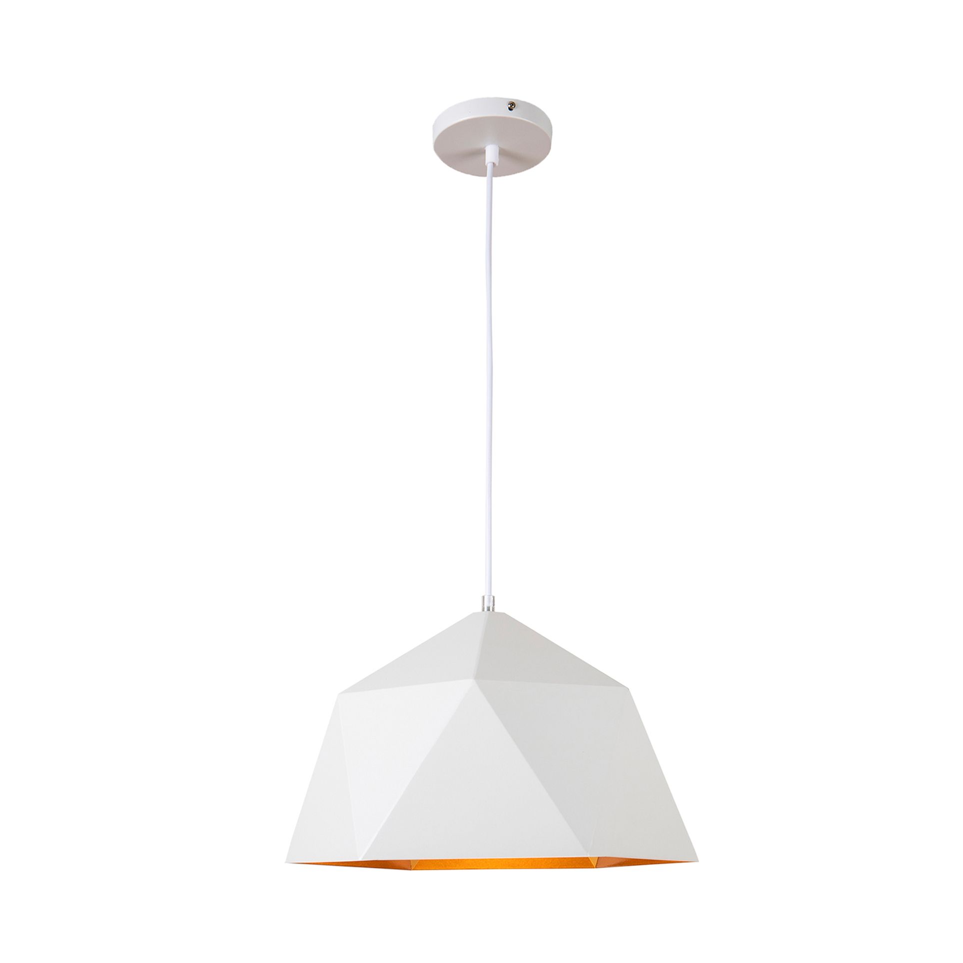 QUVIO Hanglamp modern – Strak hoekig design in wit, 33 cm