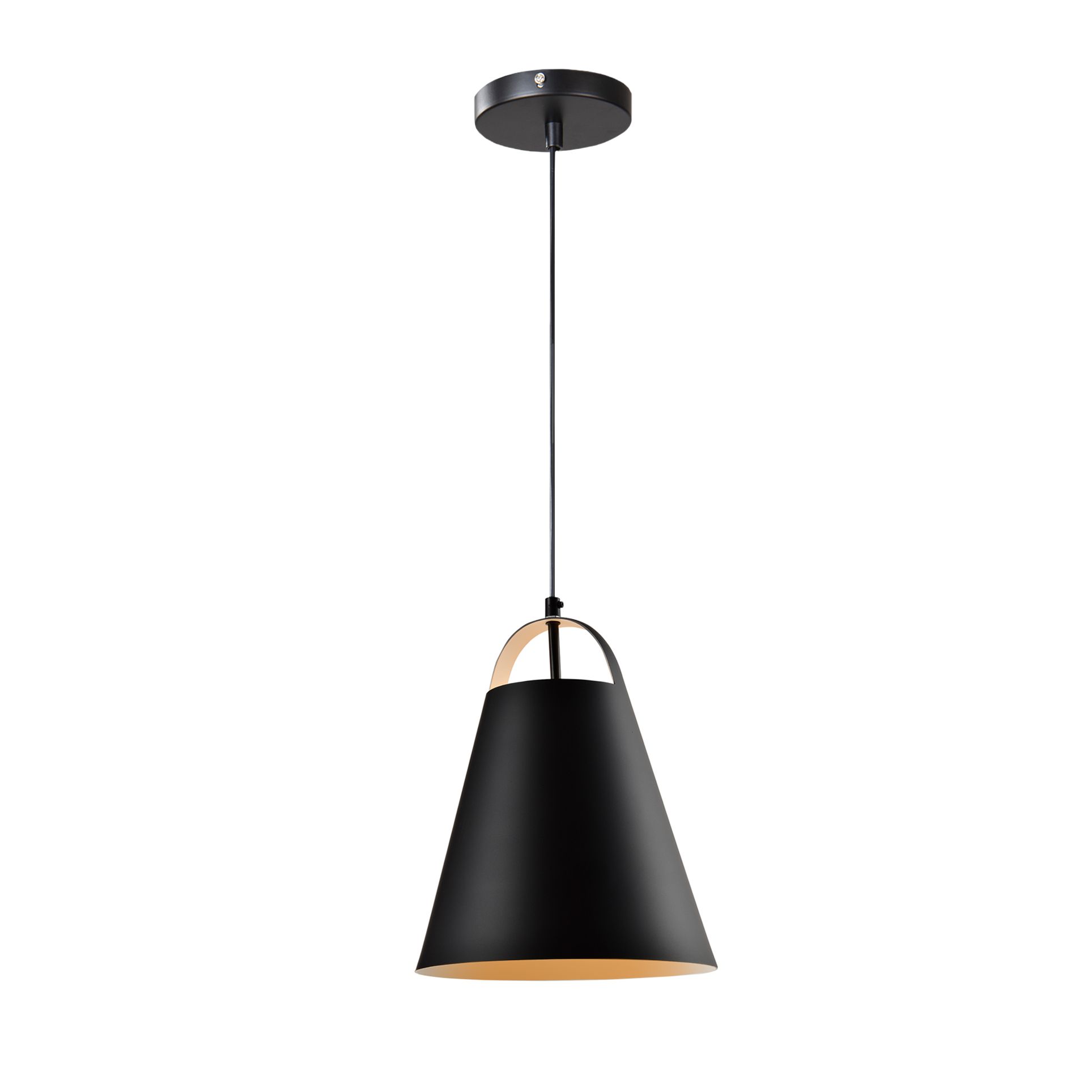 QUVIO Hanglamp Modern – Strakke Zwarte Trechterlamp van 25 cm