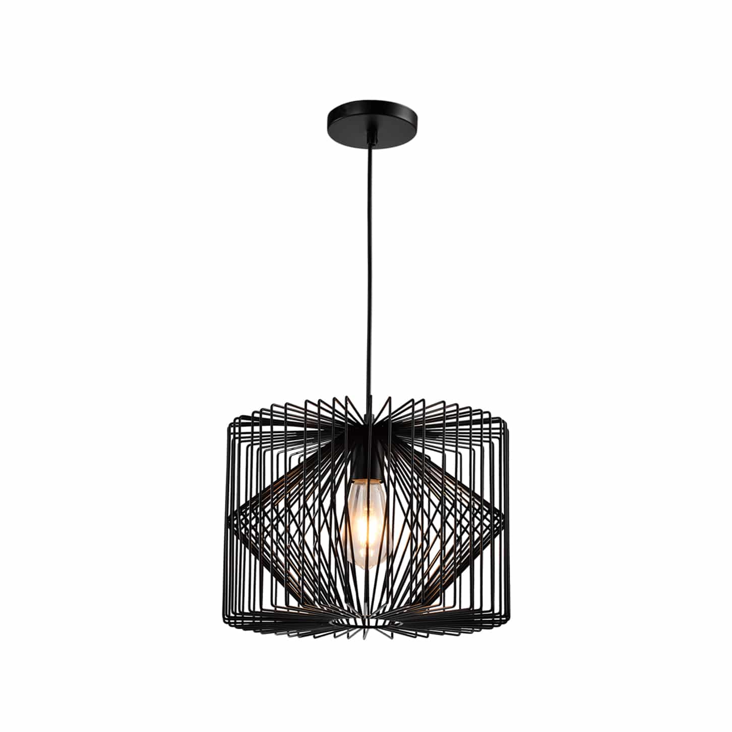 QUVIO Hanglamp modern – Zwarte cilinder van draadstaal (35 cm)