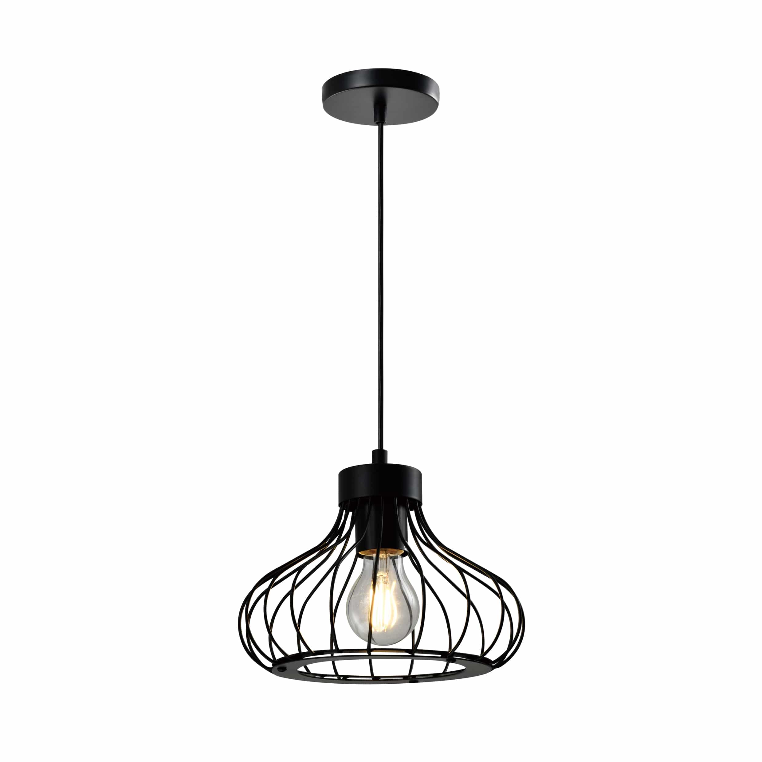QUVIO Hanglamp Modern – Zwarte Draadlamp 22 cm