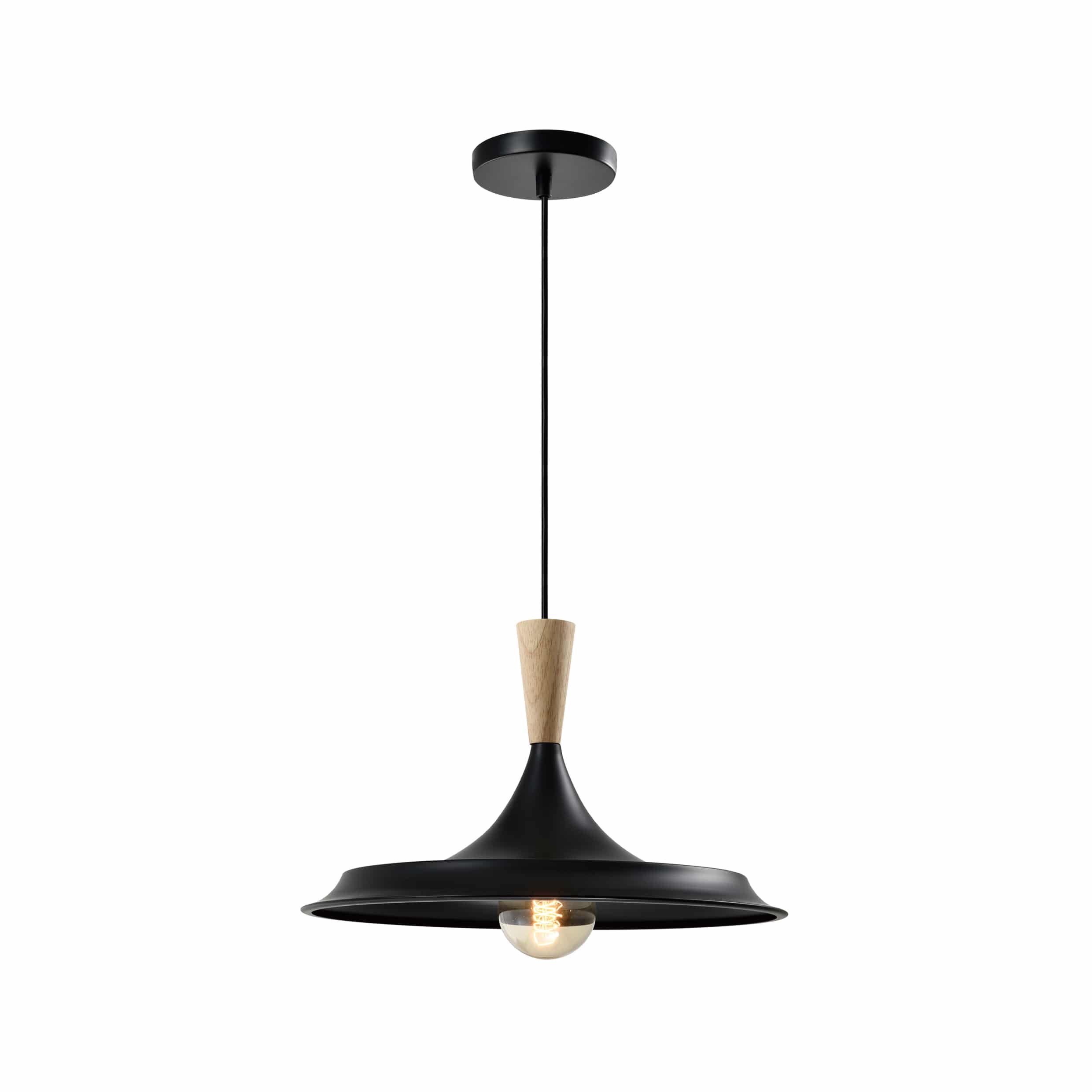 QUVIO Hanglamp Retro – Aziatische Houten Kop, Zwart, 40 cm