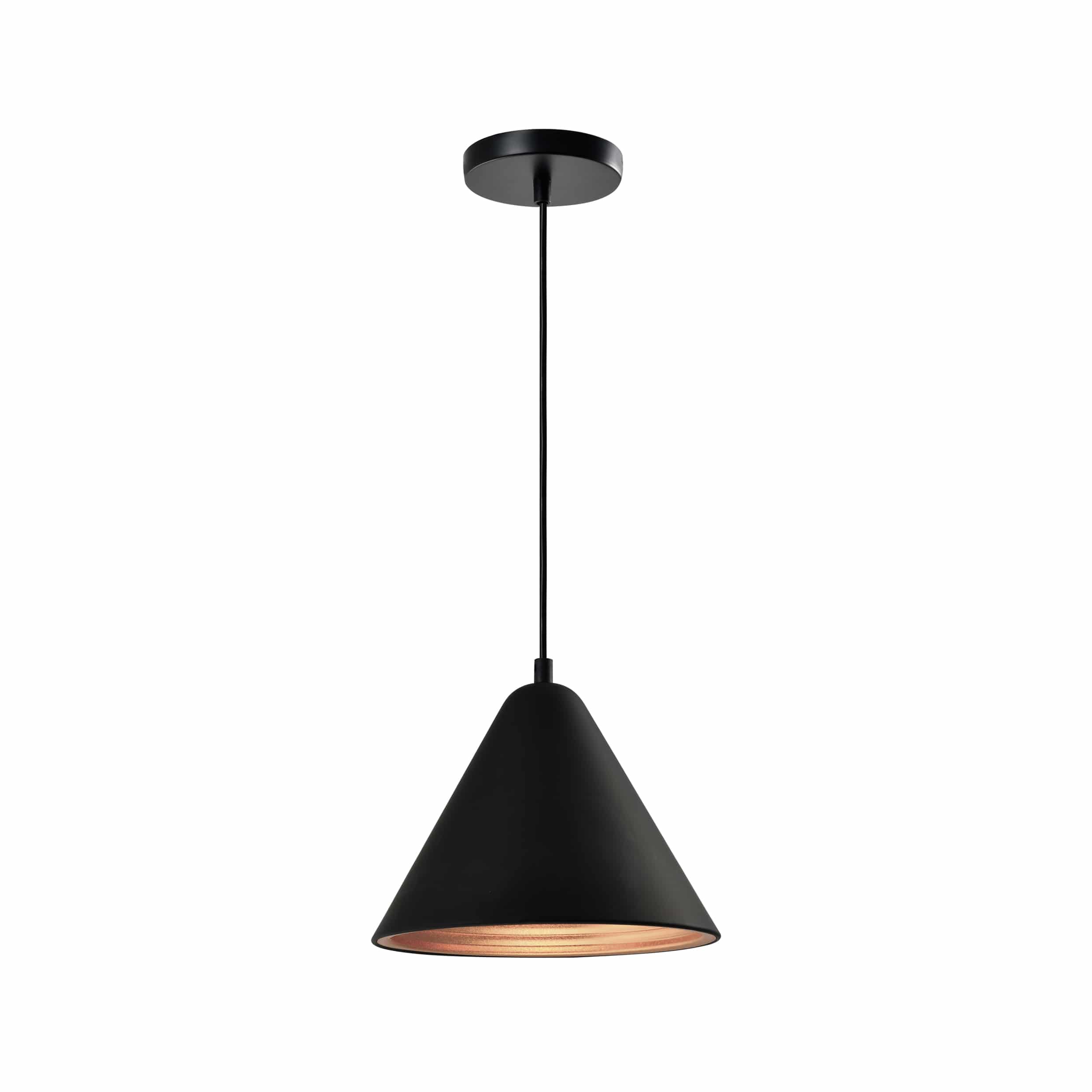 QUVIO Hanglamp retro – kegelvormig zwart met gouden glans