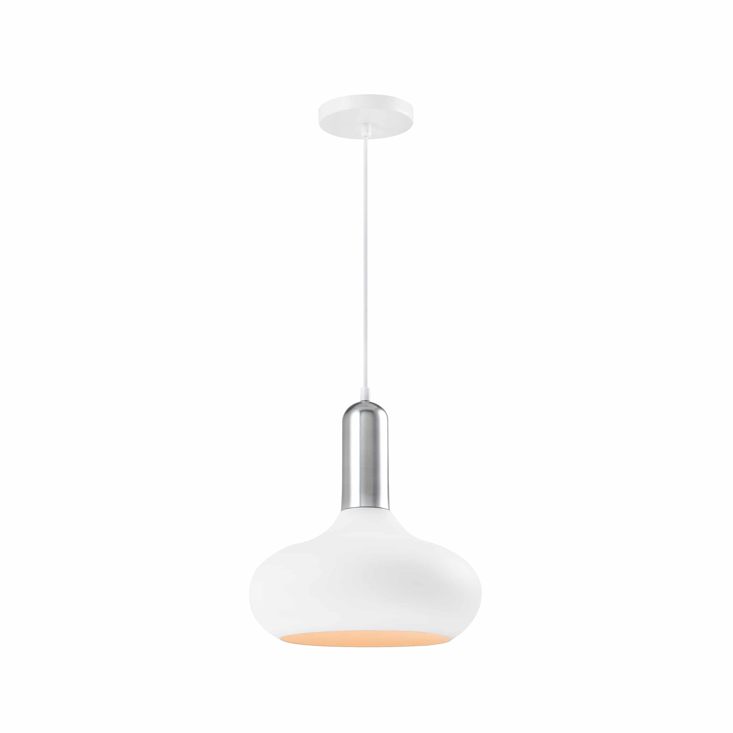 QUVIO Hanglamp Retro – Witte bolvormige hanglamp met zilveren bovenkant (25 cm)