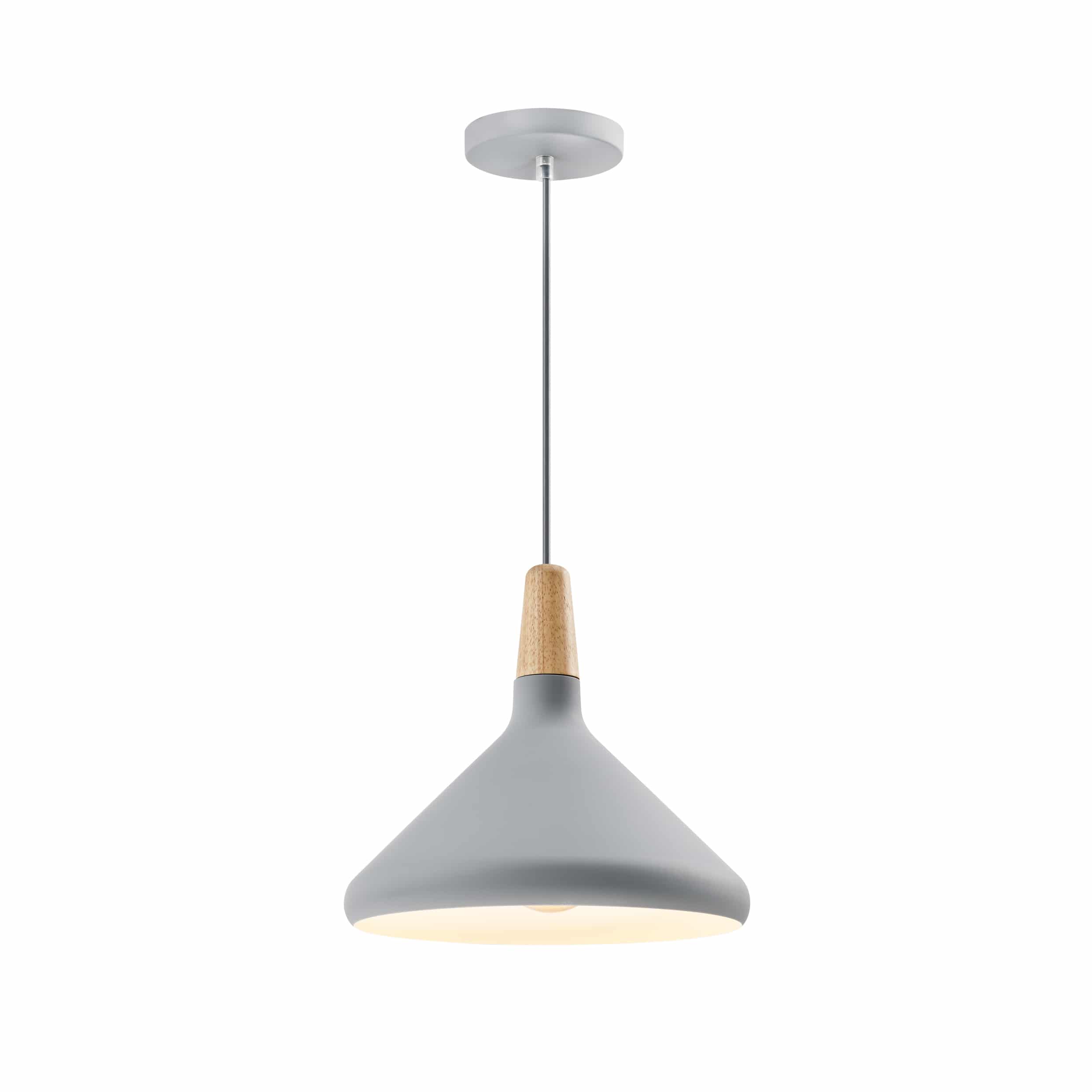 Quvio Hanglamp Scandinavisch – Strak Grijs Design met Houten Kop