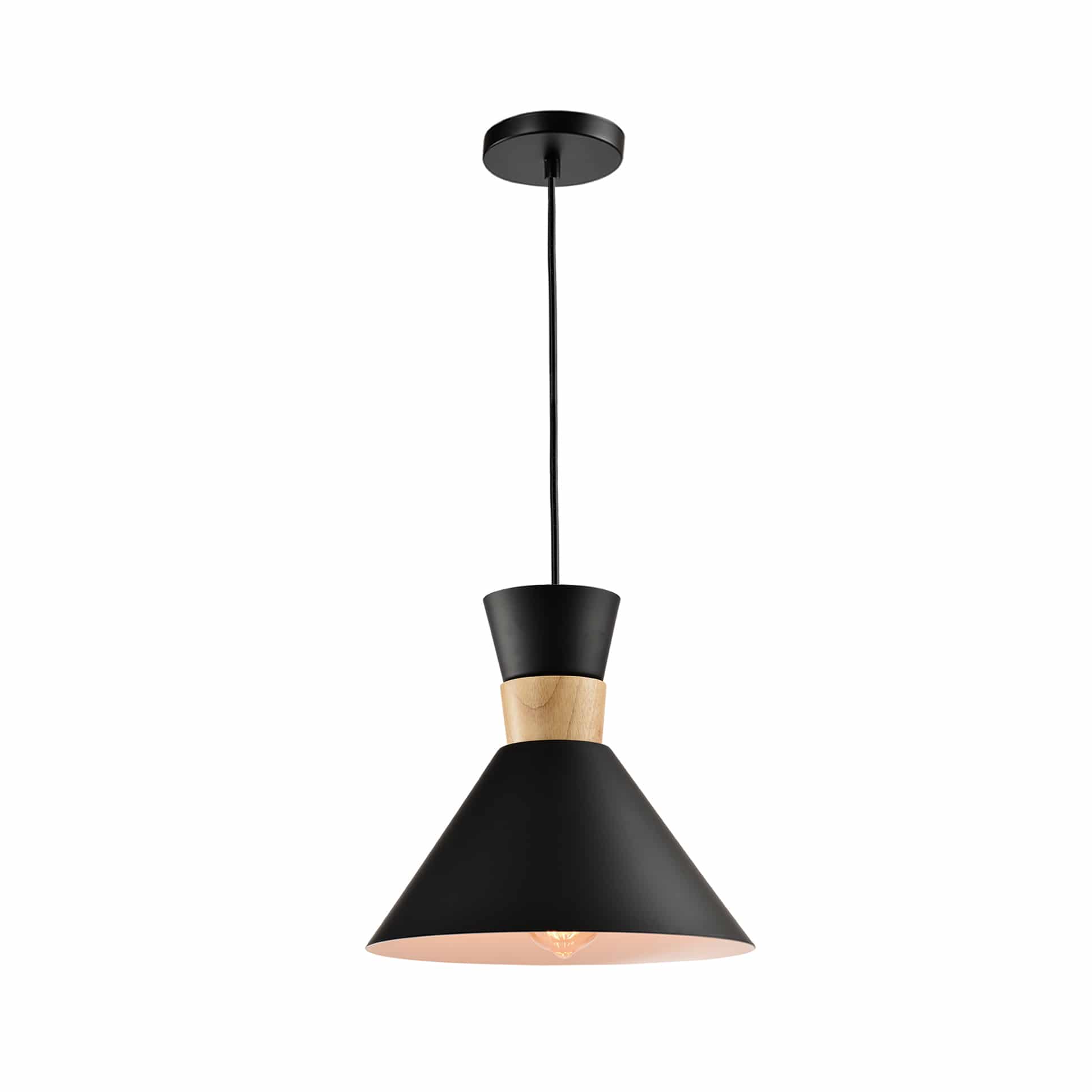 QUVIO Hanglamp Scandinavisch Zandloper – 33 cm – Strak Zwart Design