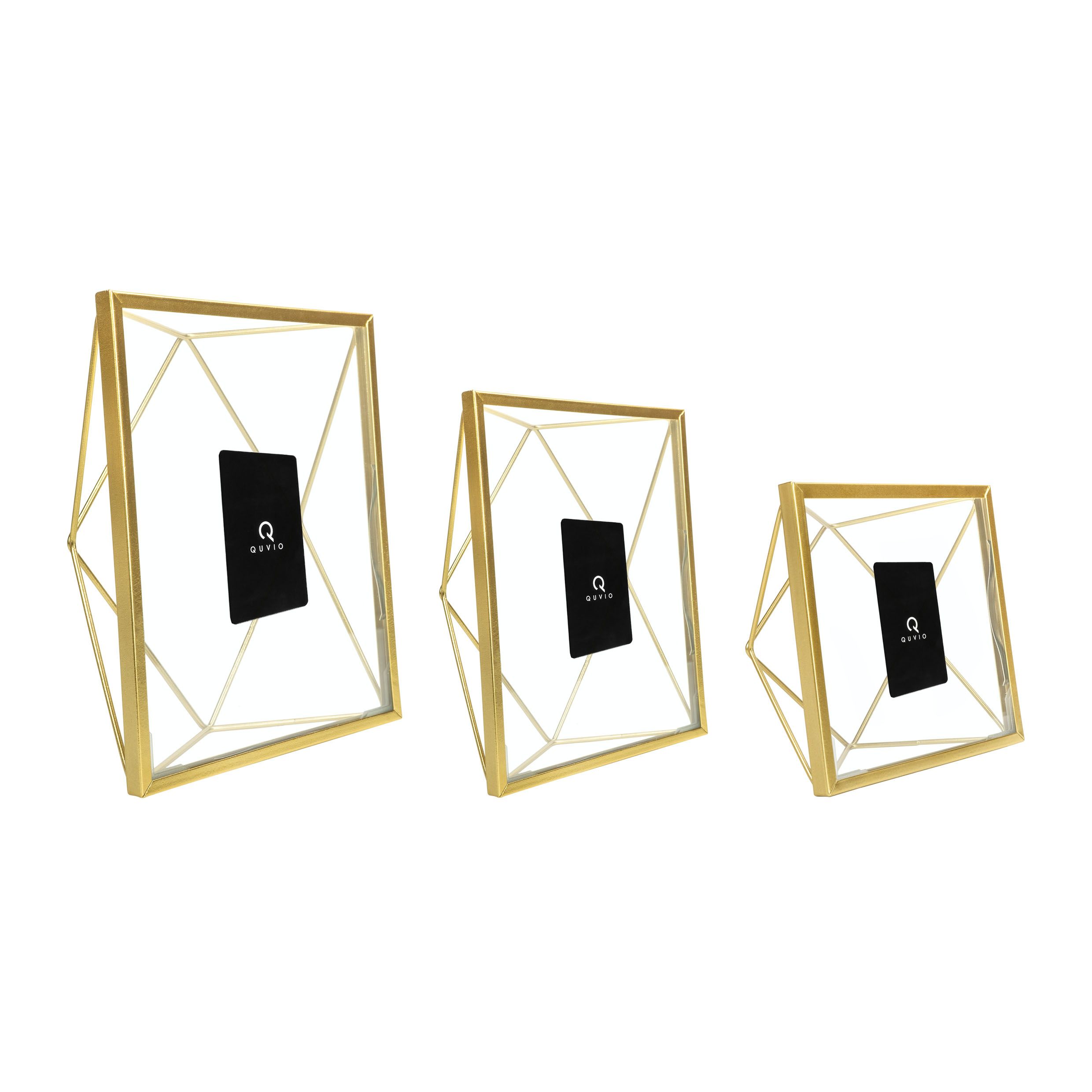 Quvio Hexagon Fotolijstjes – Luxe Set van 3 in Goud