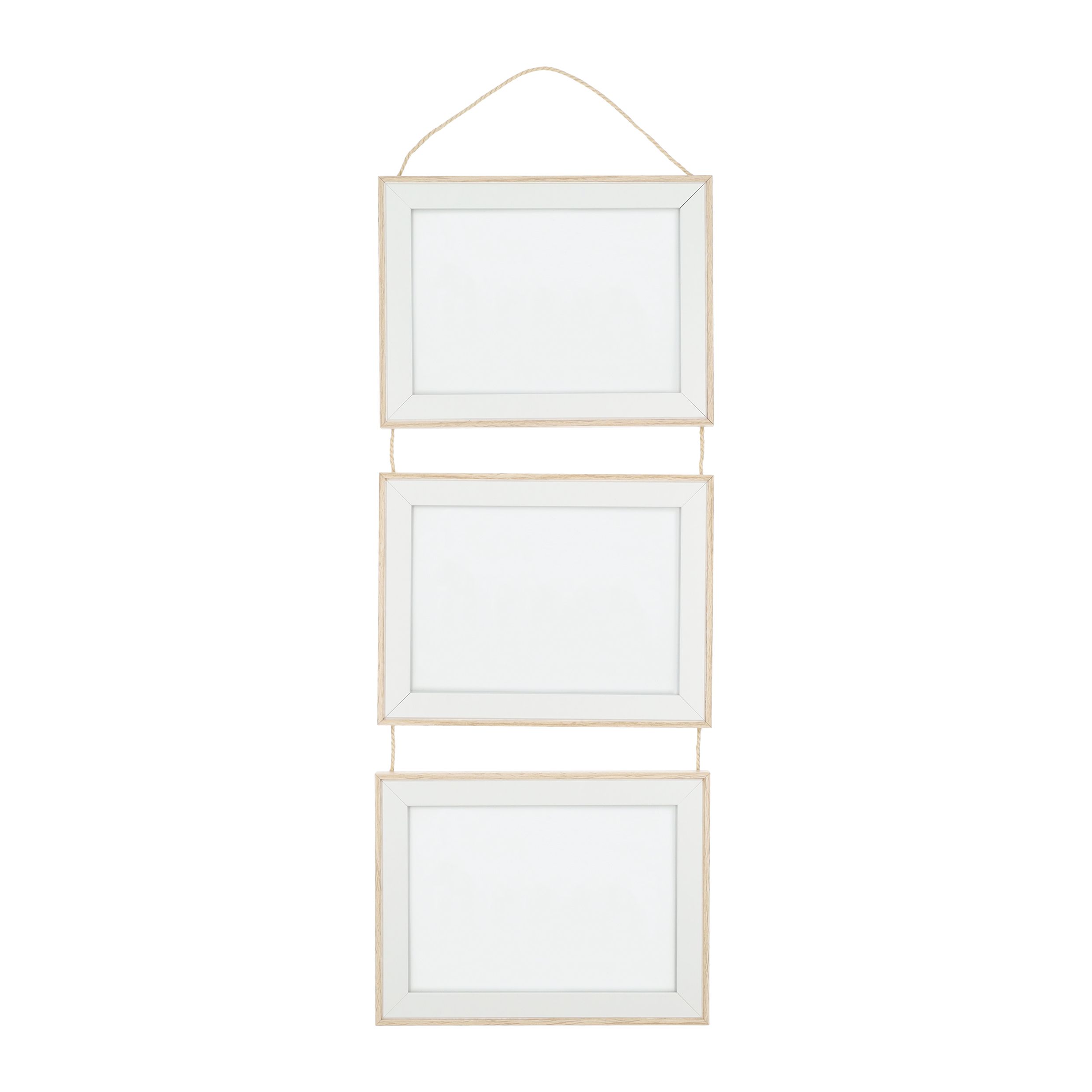 QUVIO Houten Fotolijst voor 3 Foto’s – Lichtbruin, 1,5 × 20,5 × 60 cm