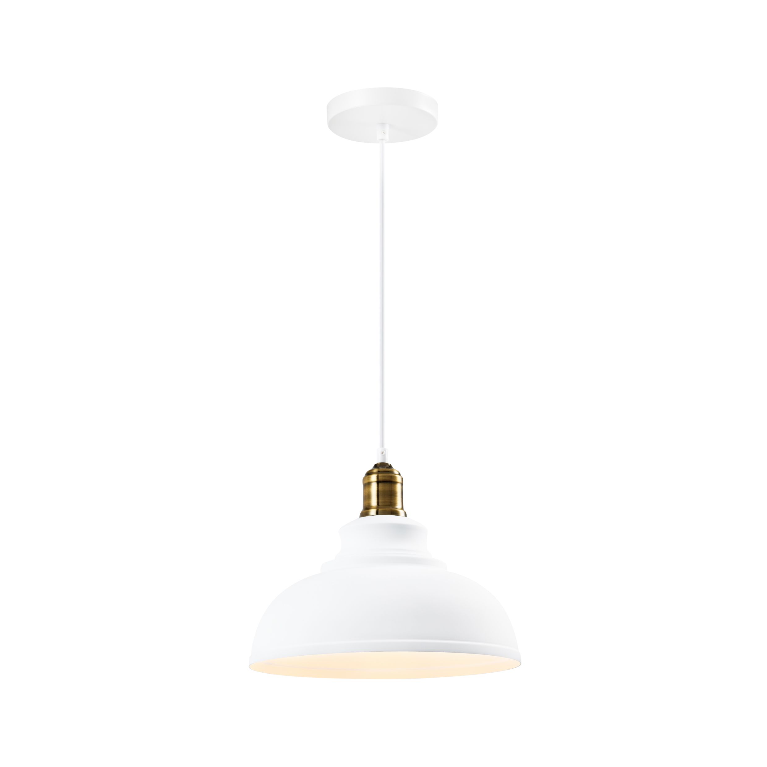 QUVIO industriële hanglamp in wit met gouden detail – stijlvolle verlichting voor elke ruimte