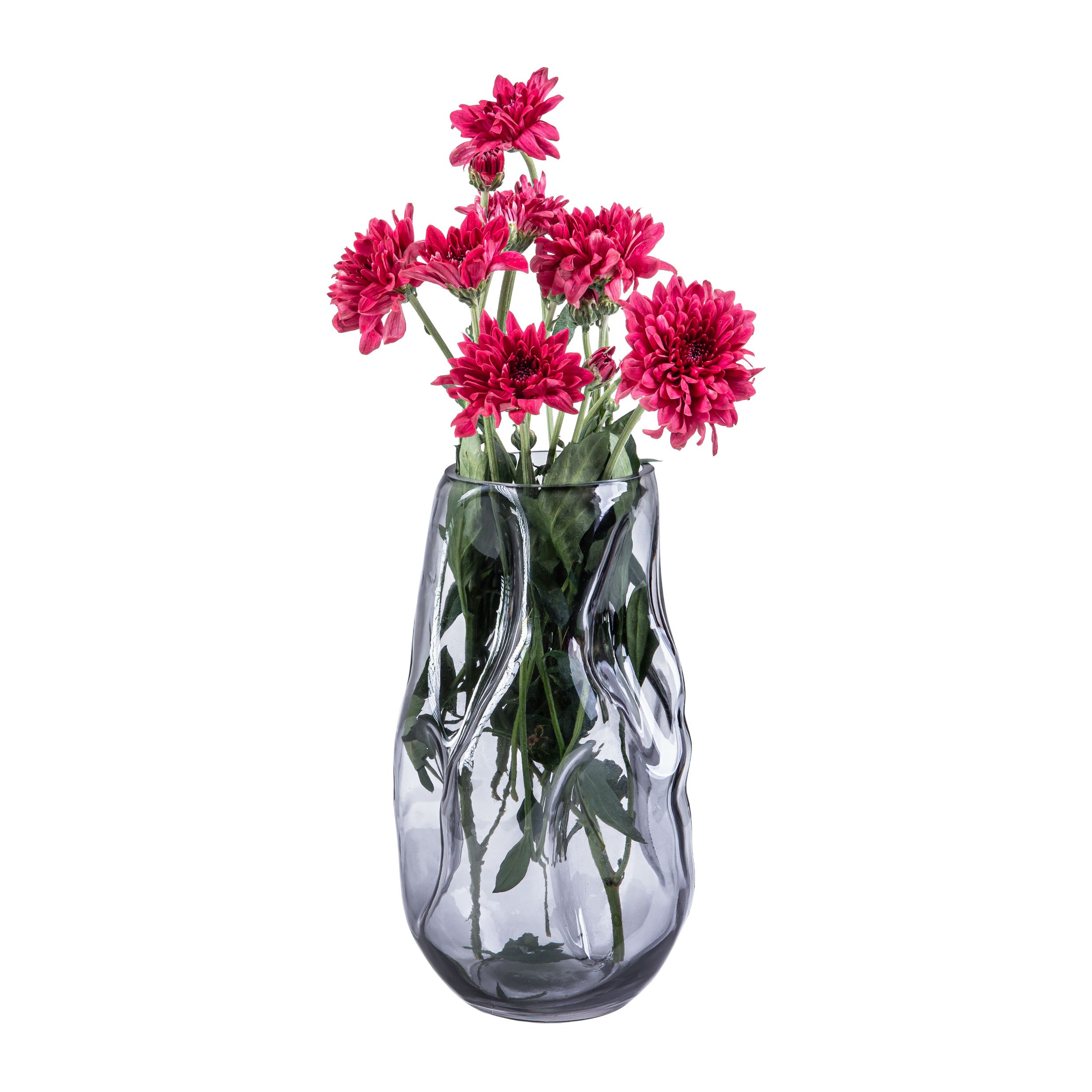 QUVIO Ingedrukte Glass Vaasje Smoke Grijs – Elegante Decoratie voor Elk Interieur