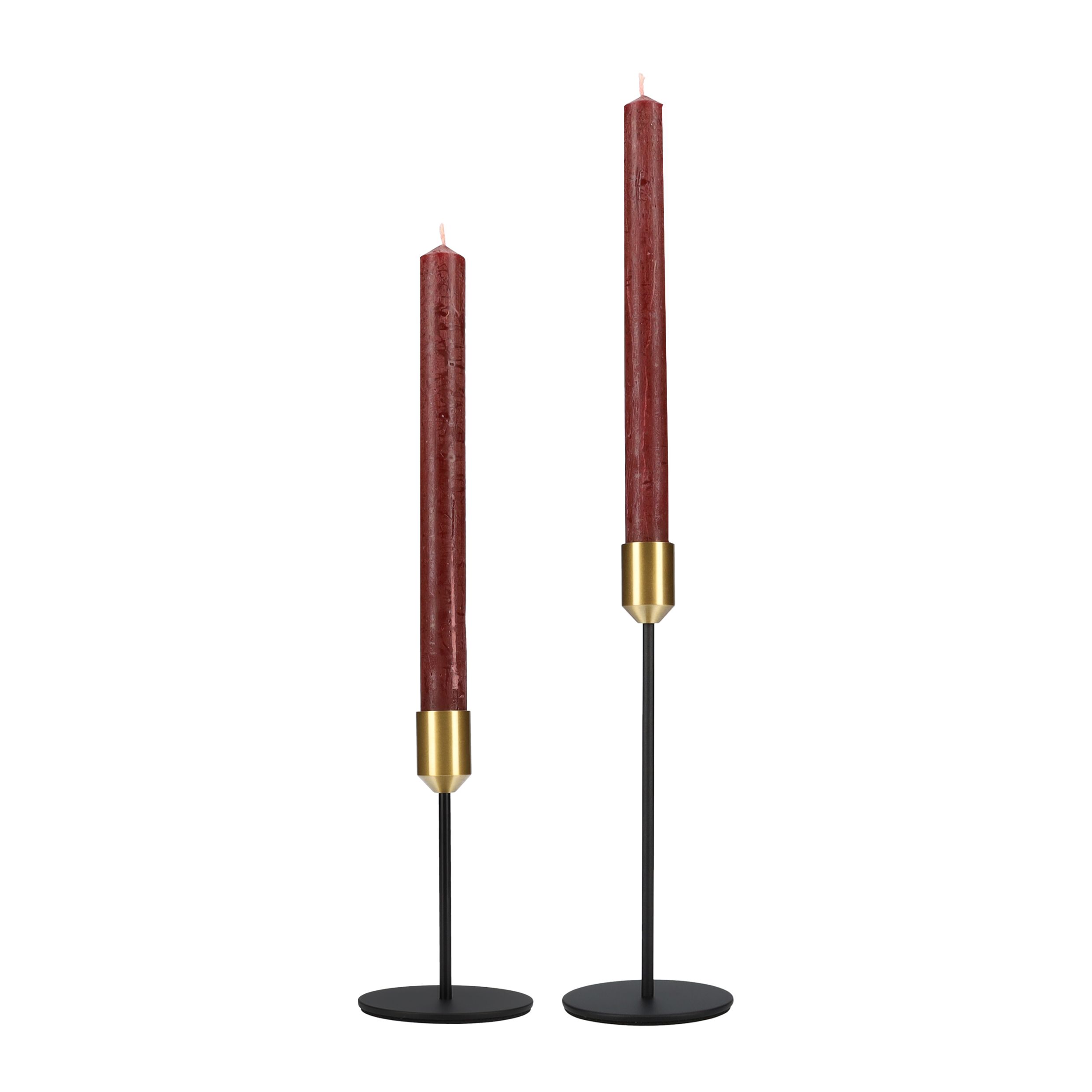 QUVIO kandelaars set van 2 – zwart‑goud design voor een warme, moderne sfeer