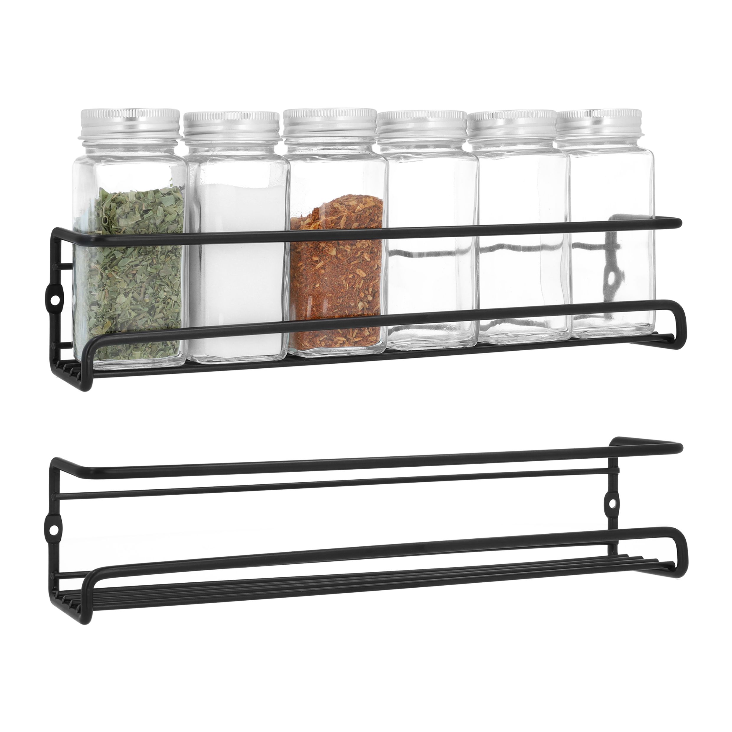 QUVIO Kruidenrekjes Set van 2 – Minimalistisch Zwart Metalen Rek voor jouw Keuken