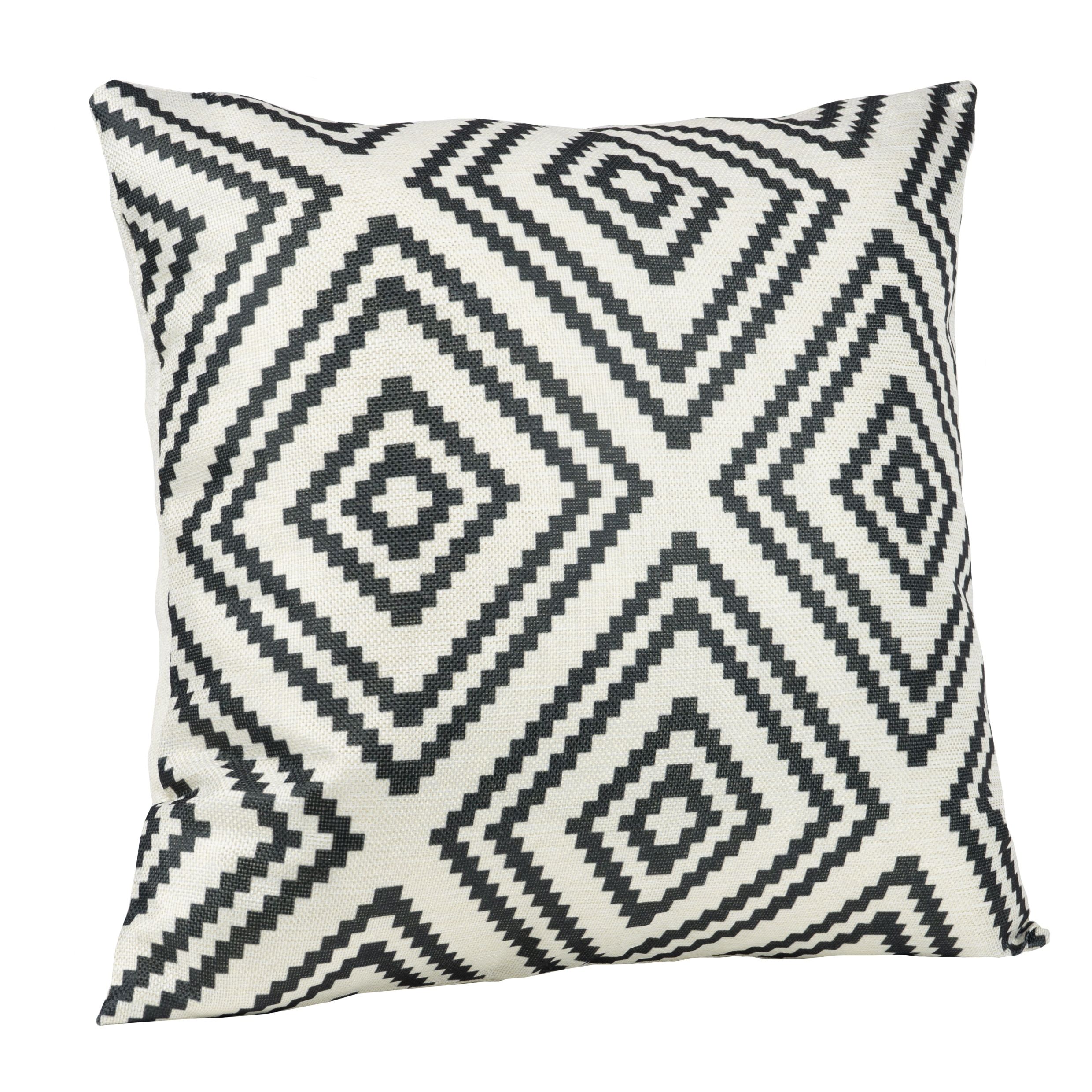 QUVIO Kussenhoes met ruit patroon – 45 × 45 cm, Zwart/Beige
