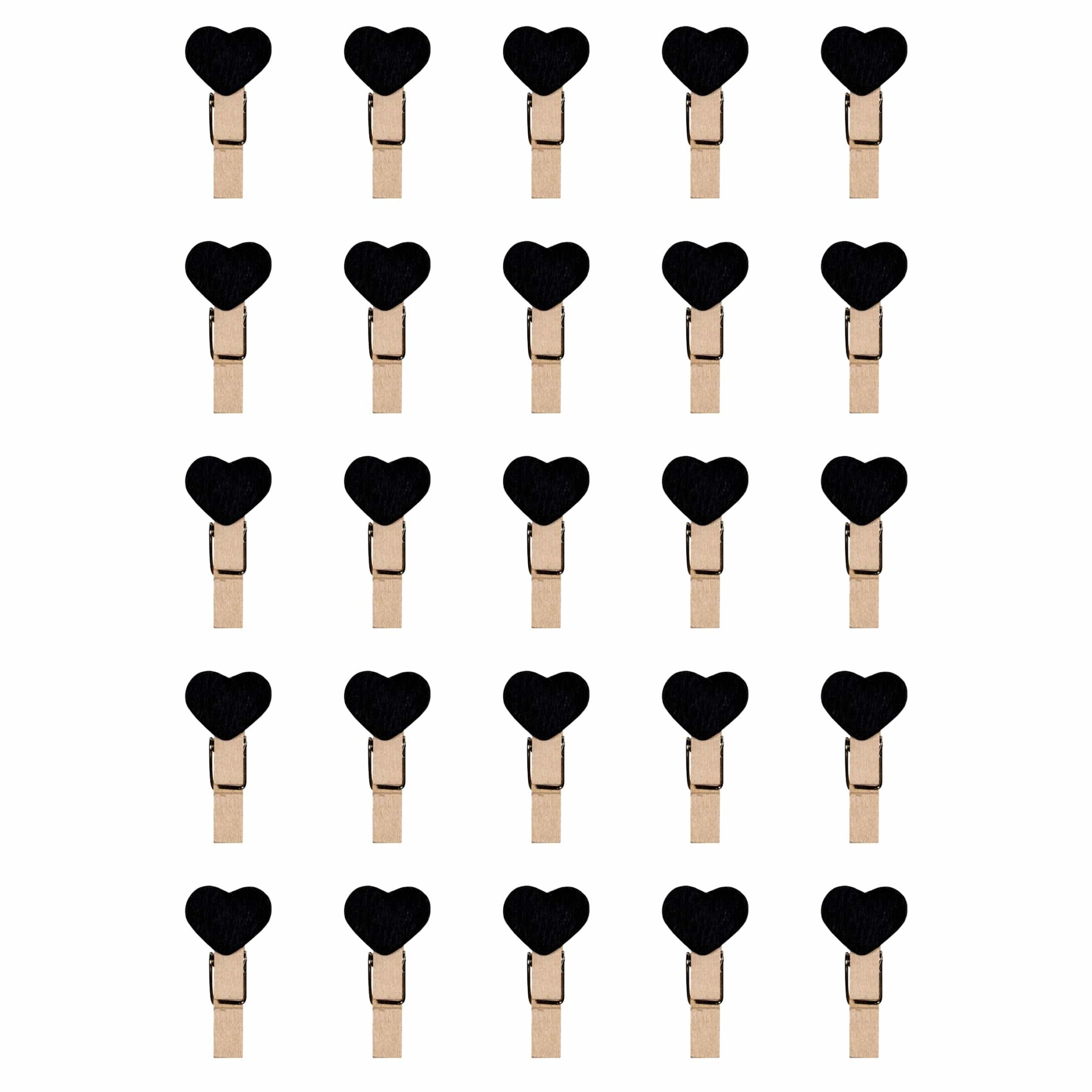 QUVIO Mini wasknijpers – set van 25 houten hartjes voor jouw kaartjes en foto’s