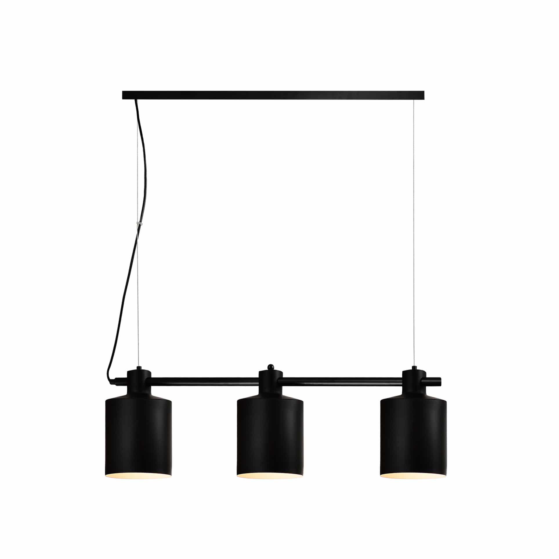 QUVIO moderne 3‑licht hanglamp in zwart – strak design voor elke ruimte