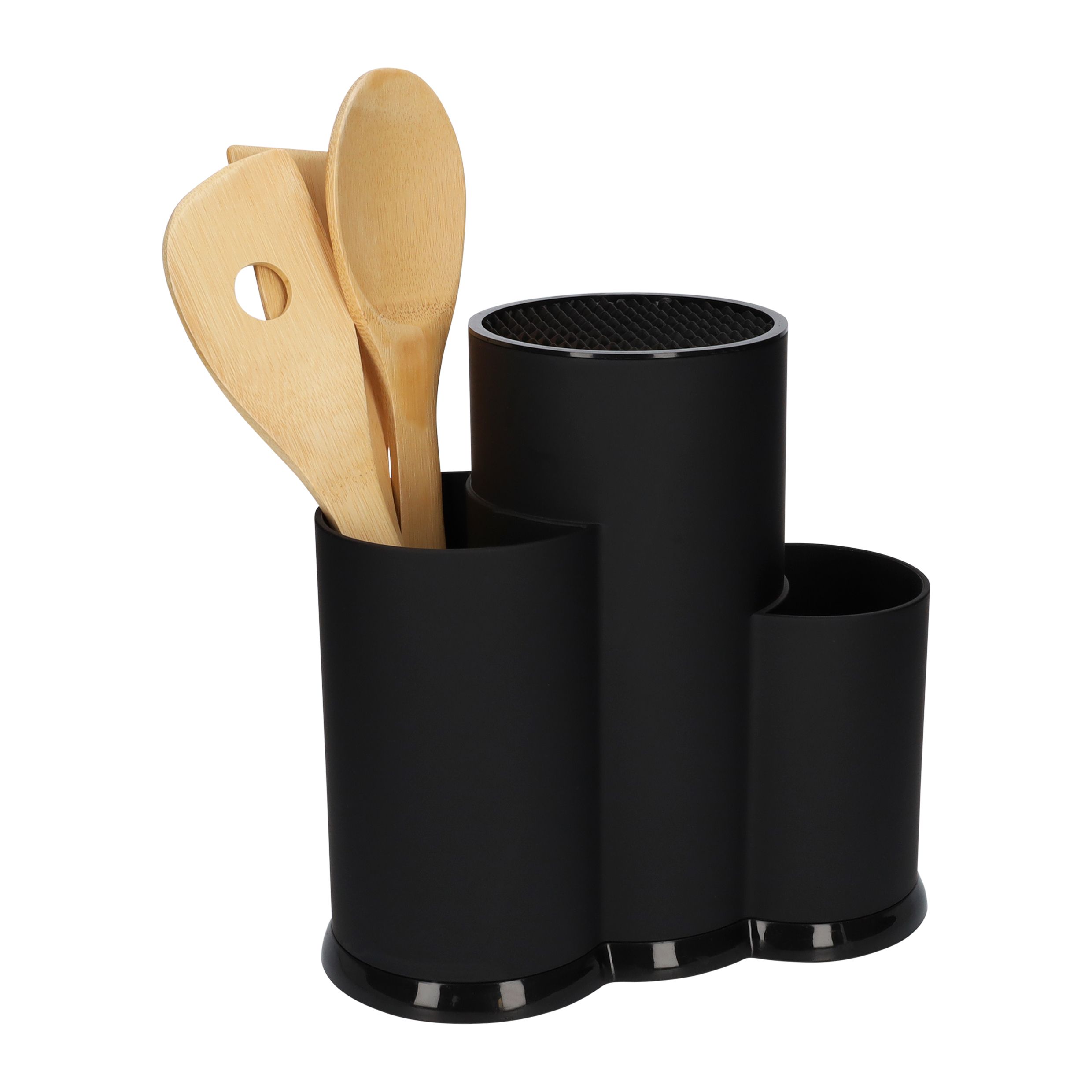 QUVIO Multifunctionele Keukengerei Houder – Zwarte Organizer voor Messen, Spatels & Bestek