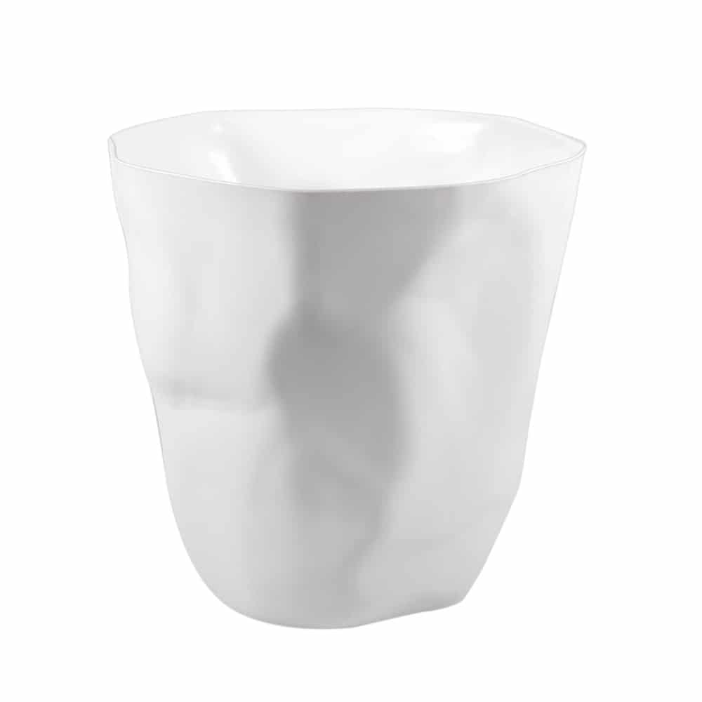 QUVIO Prullenbak Gekreukt Design – Strakke Witte Afvalbak voor Elk Interieur