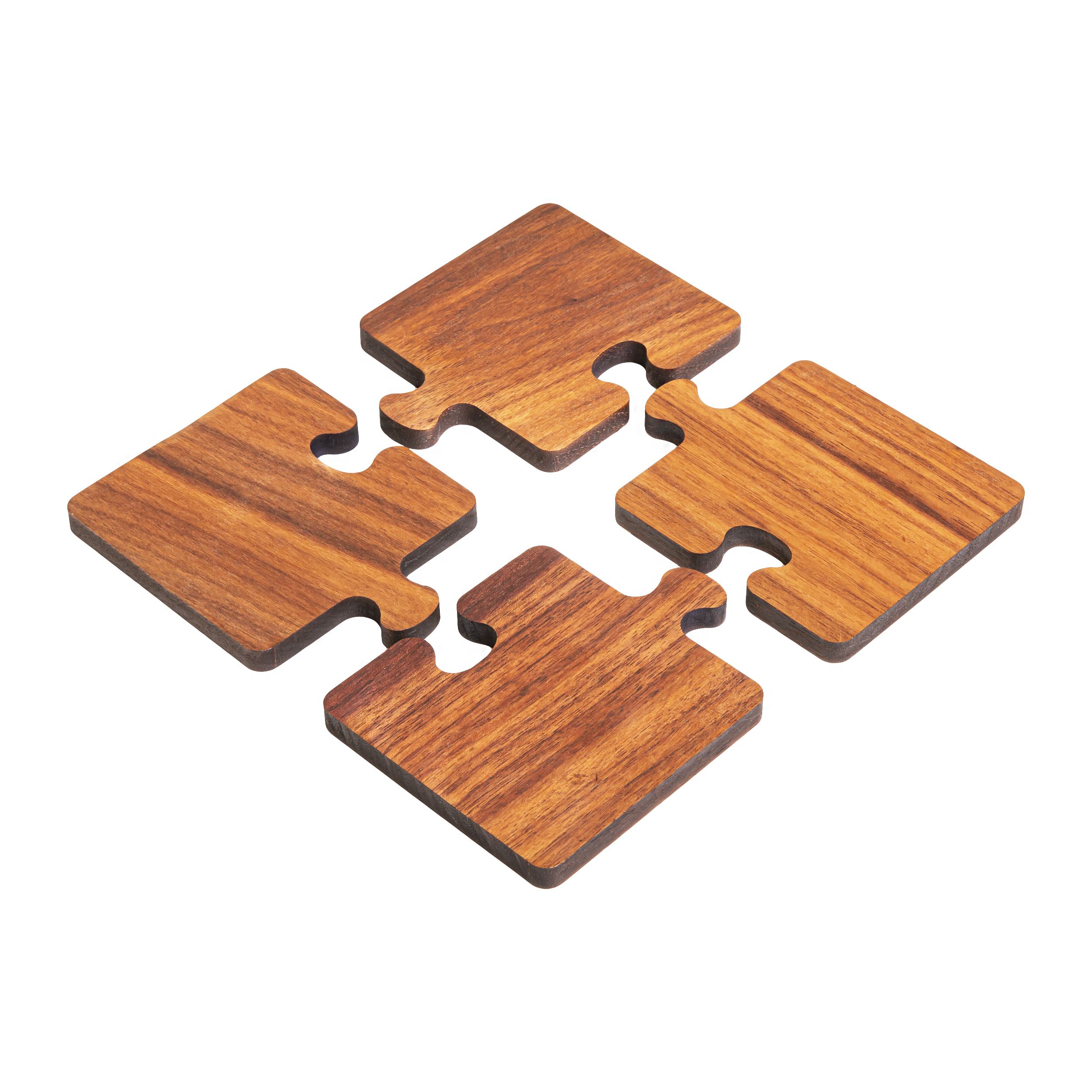 QUVIO puzzelcoasters – multifunctionele glazen‑ en pannenonderzetters in hout