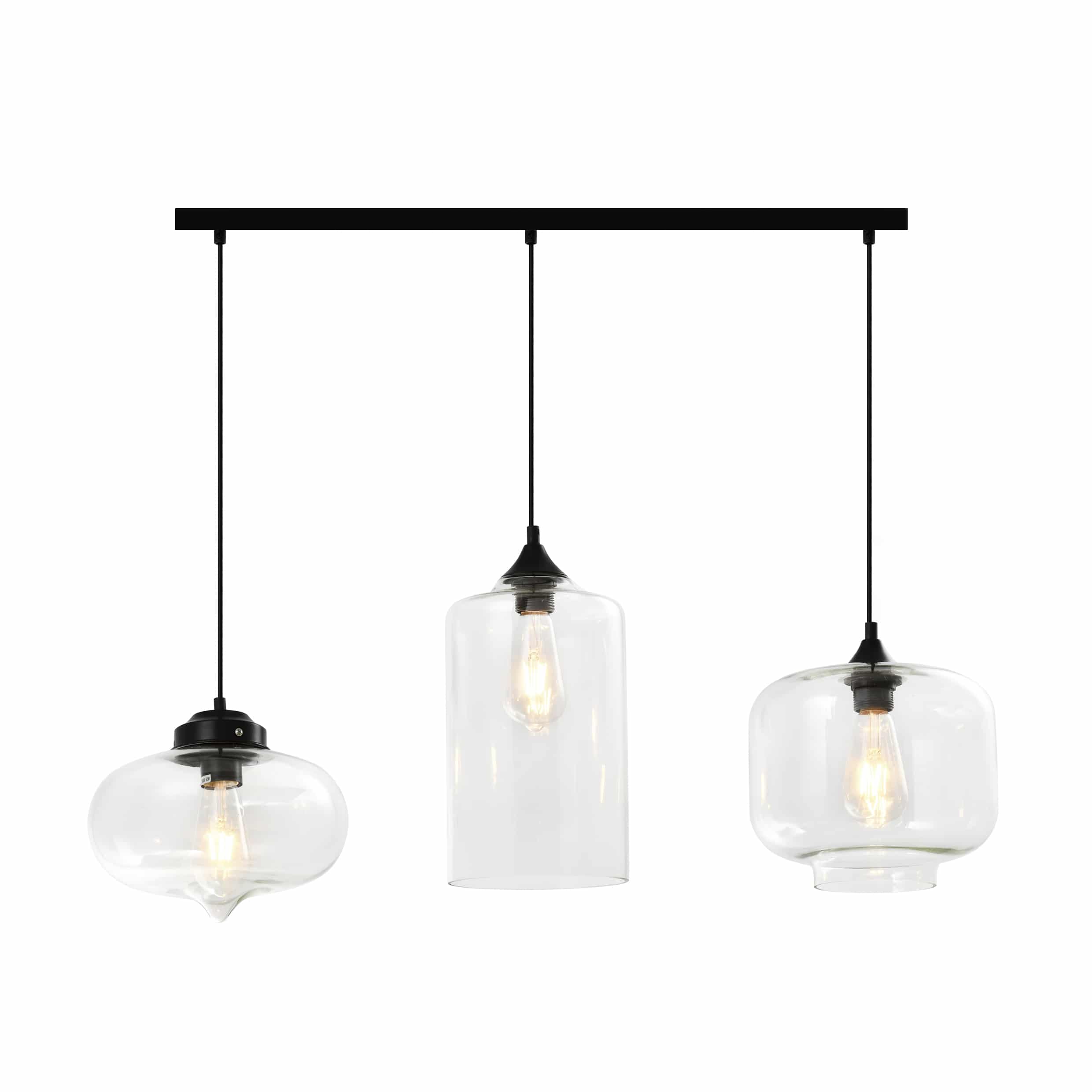 QUVIO Retro Hanglamp met Drie Glazen Bollen – Stijlvolle Eyecatcher voor uw Eetkamer
