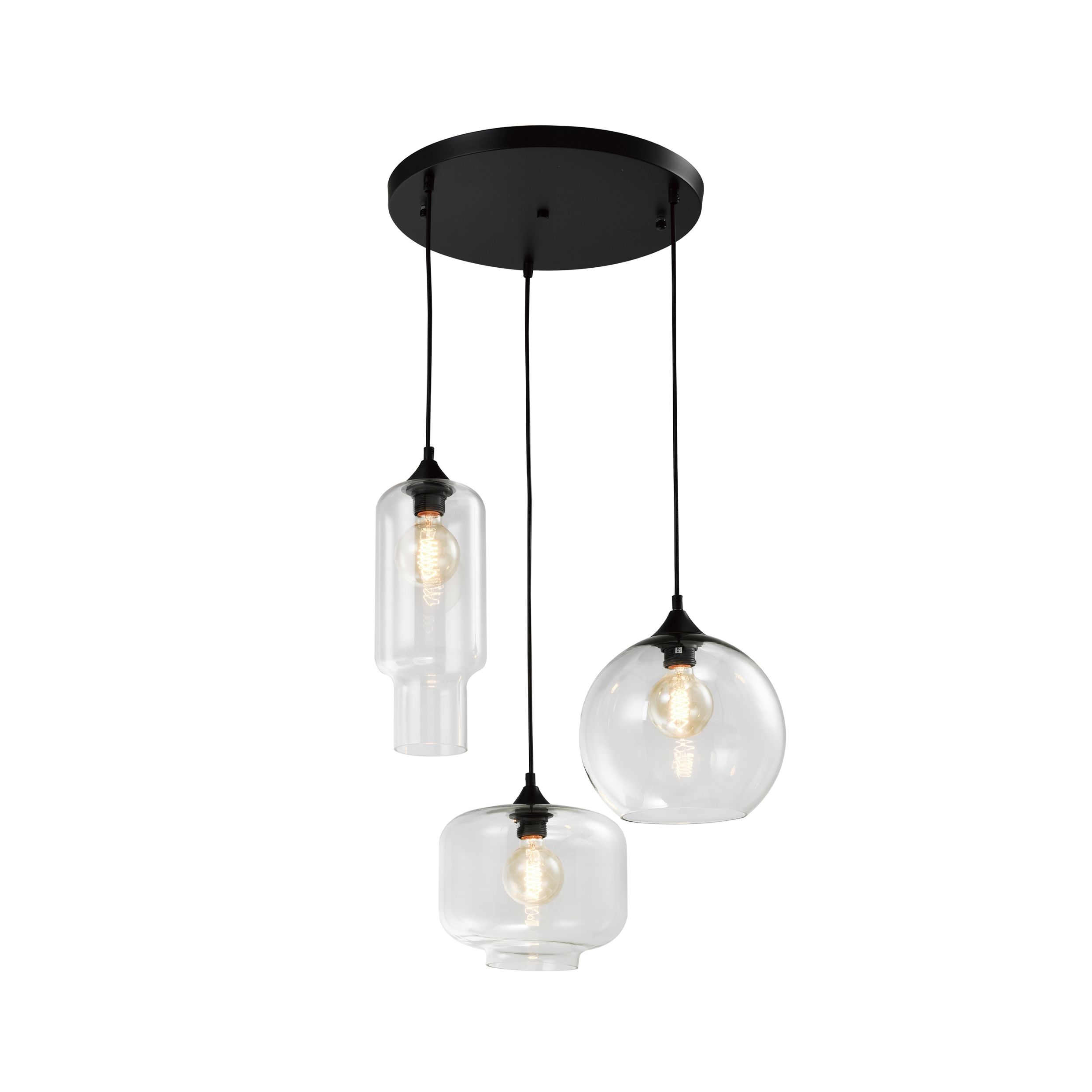 QUVIO retro hanglamp met drie lichtpunten – tijdloos design voor elk interieur