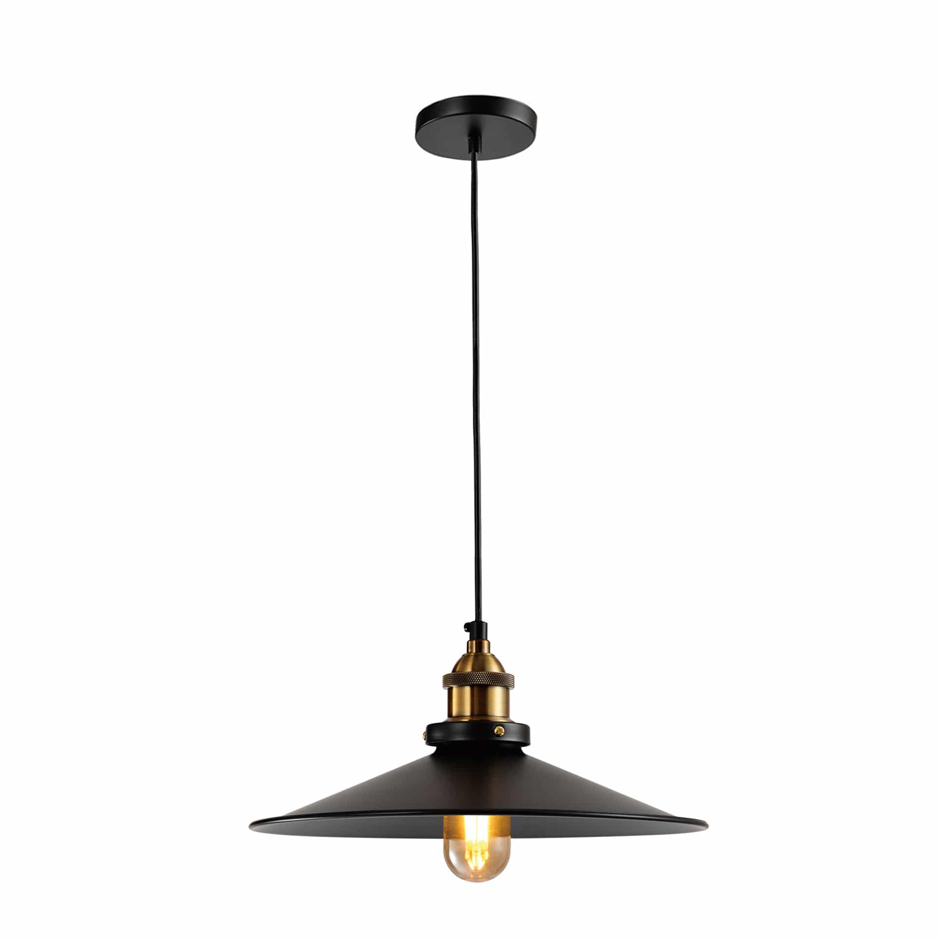 QUVIO Retro Hanglamp – Strak Gouden Design, 30 cm