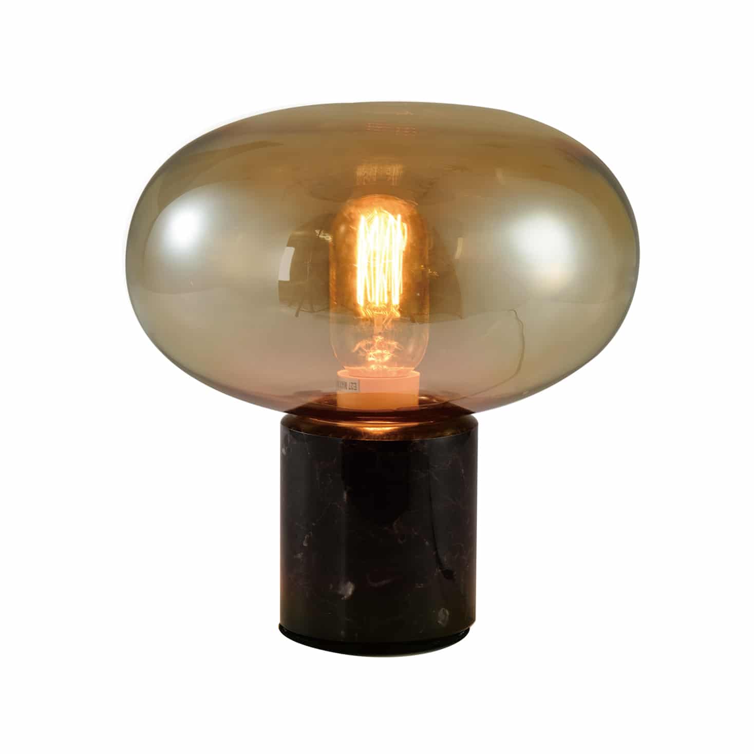 QUVIO retro marmeren tafellamp – Ovaal glazen kap, 22 cm diameter