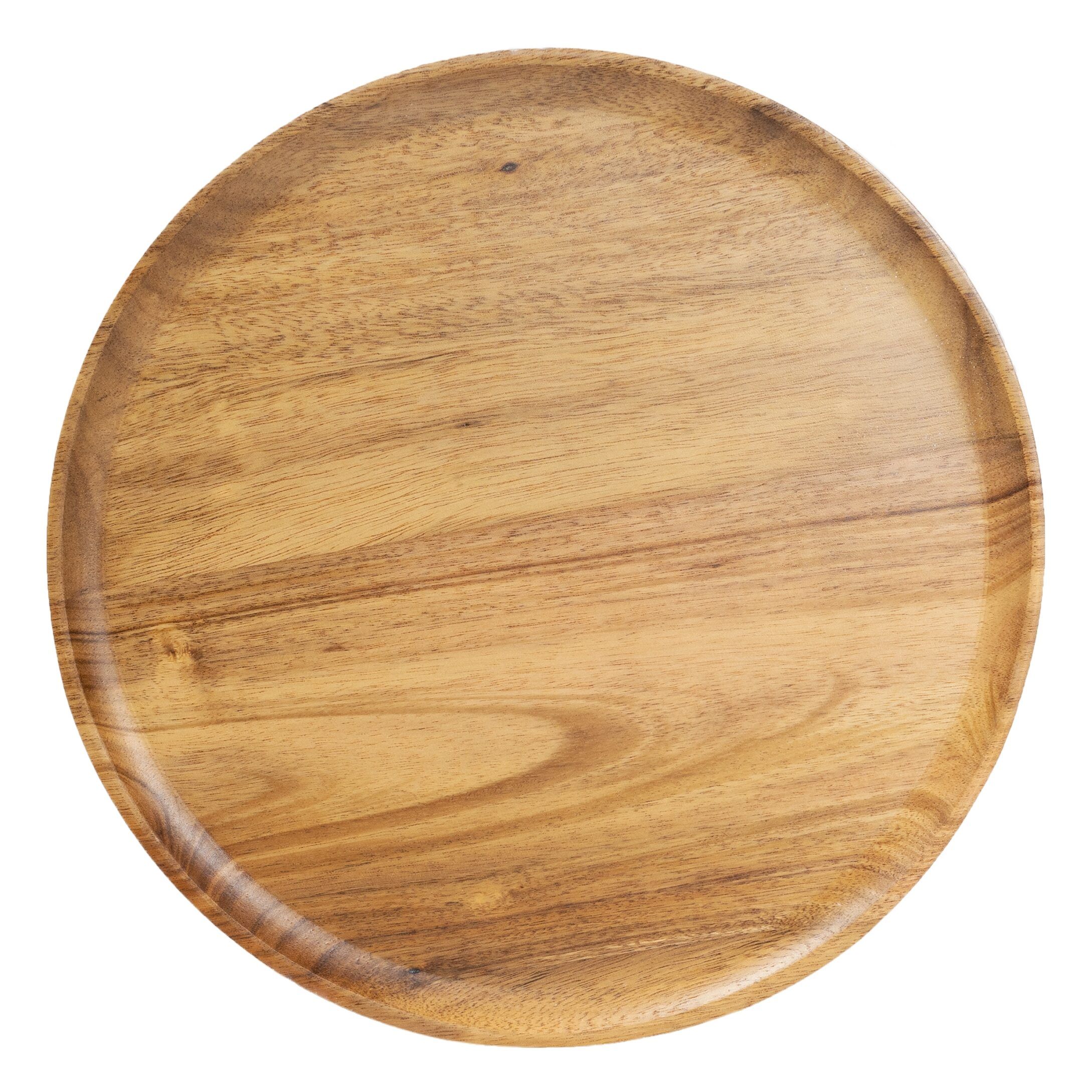 QUVIO rond houten dienblad – 25,5 cm bourgondisch serveerplateau