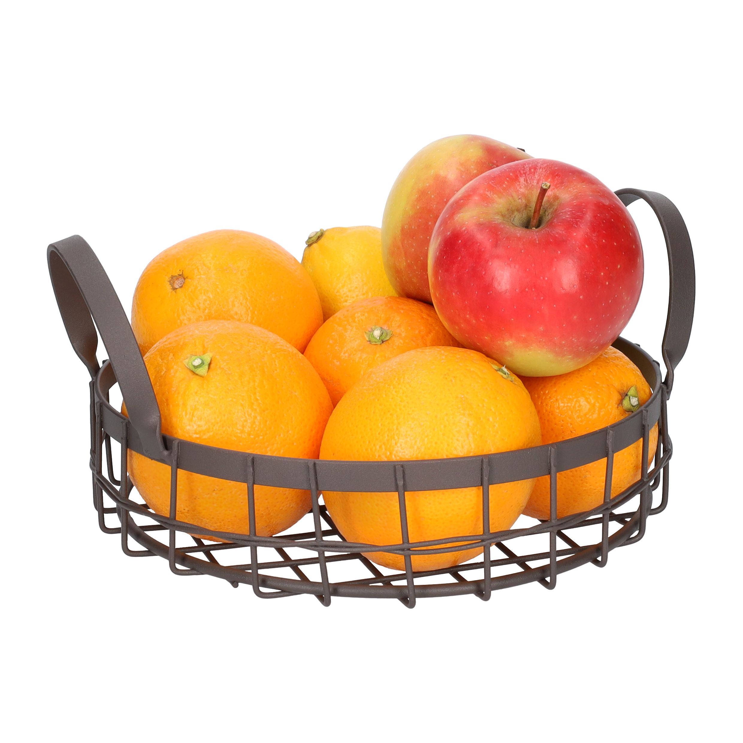QUVIO ronde decoratieve fruitschaal van bruine draadstaal – 20 cm