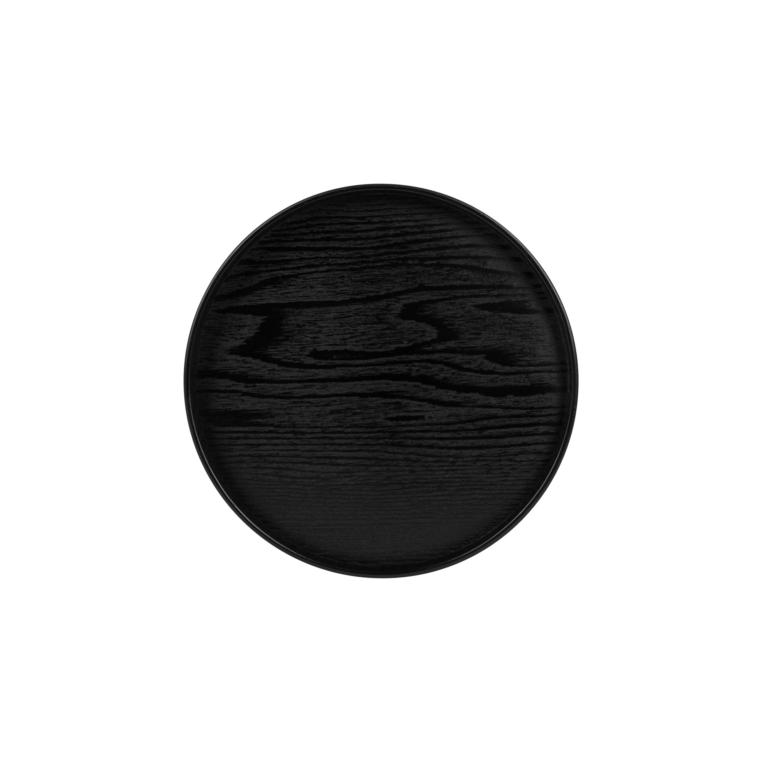QUVIO Ronde Houten Dienblad 24 cm – Zwart, Elegant en Veelzijdig