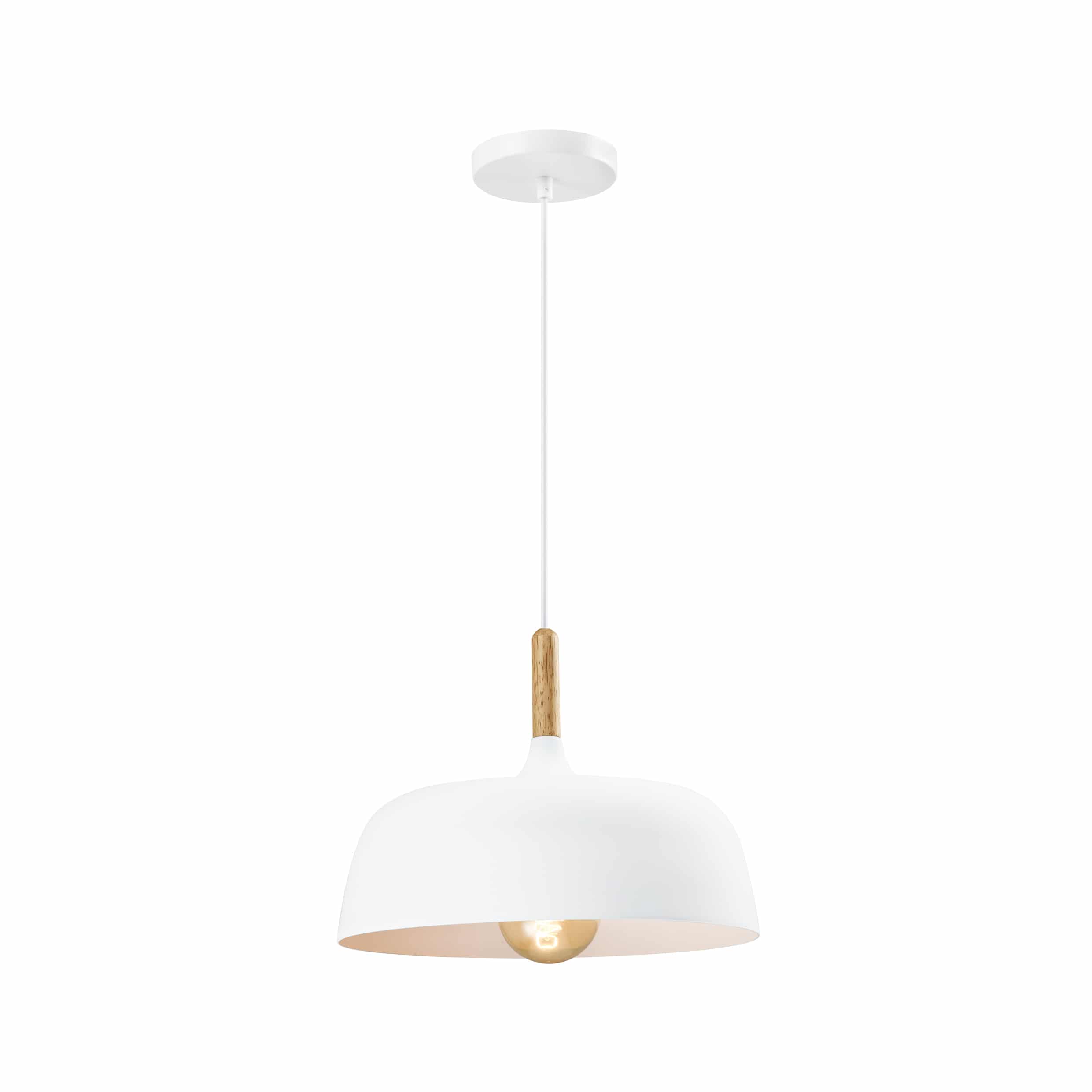 QUVIO Scandinavische Hanglamp met Afgeronde Hoeken – Wit, Dimbaar, 32 cm