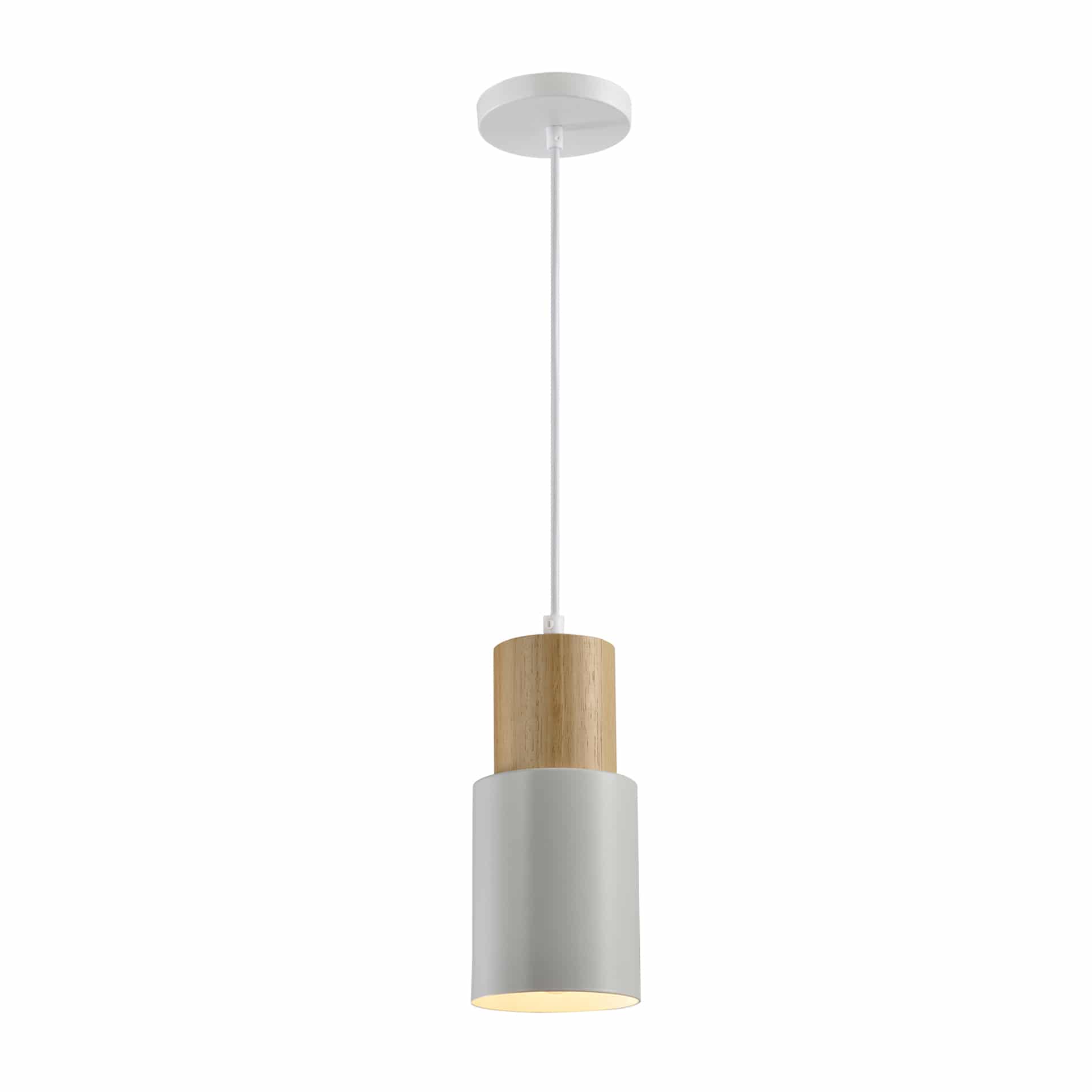 QUVIO Scandinavische Hanglamp – Strakke Kokervorm in Hout en Metaal