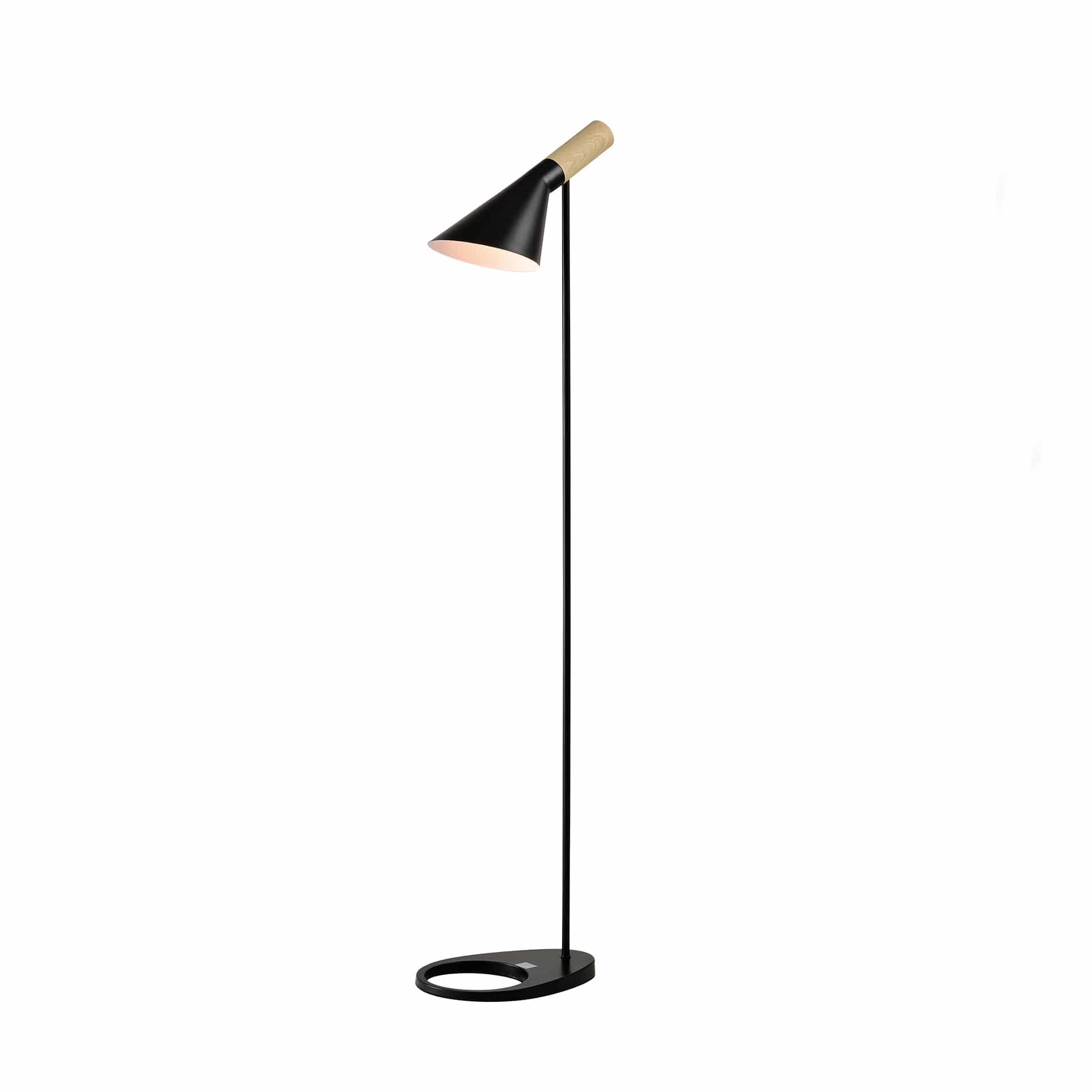 QUVIO Scandinavische Vloerlamp met Verstelbare Kap – Zwart & Hout