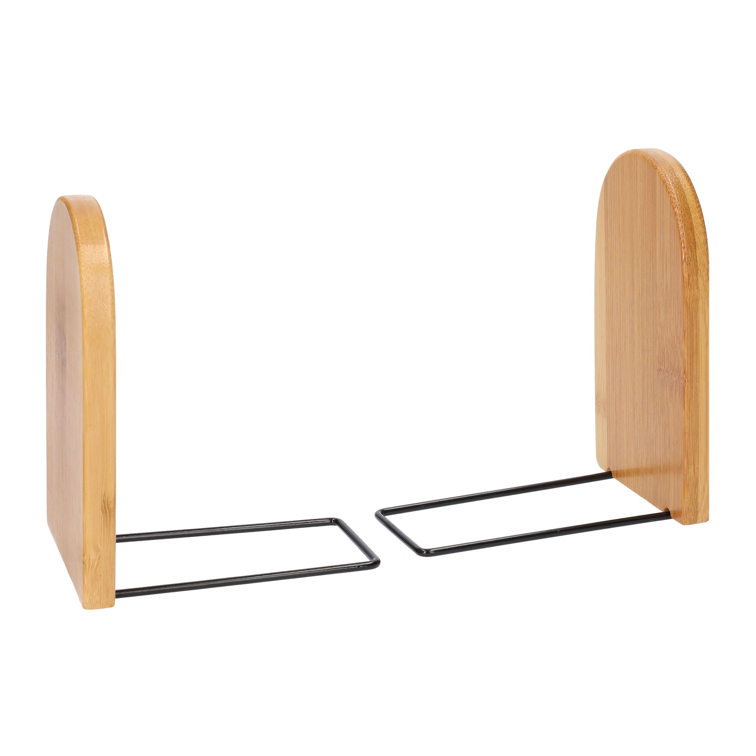 QUVIO Set van 2 Minimalistische Boekensteunen – Hout & Metaal