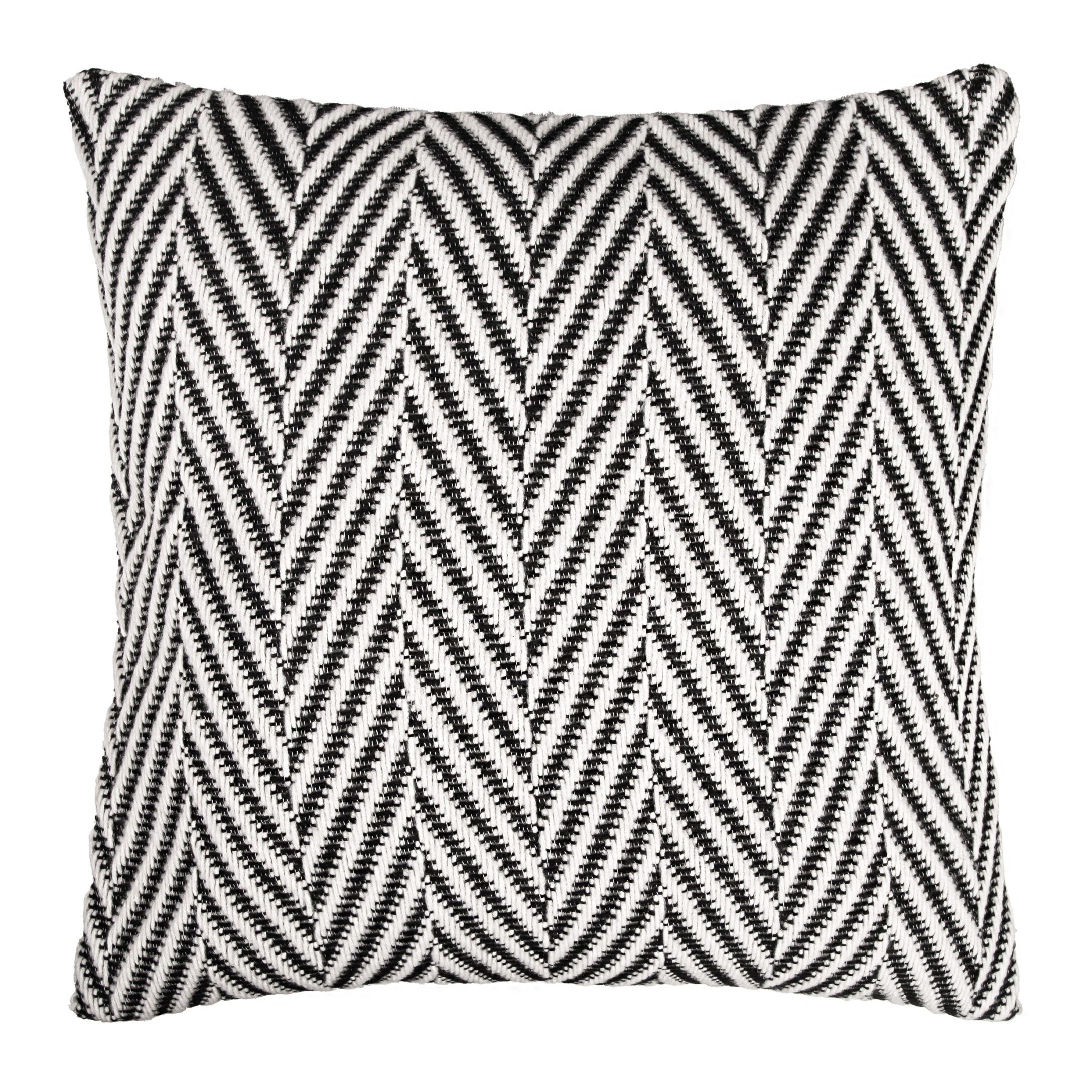 QUVIO Sierkussenhoes Visgraat 45×45 cm – Wit‑Zwart, Wol & Polyestersamen
