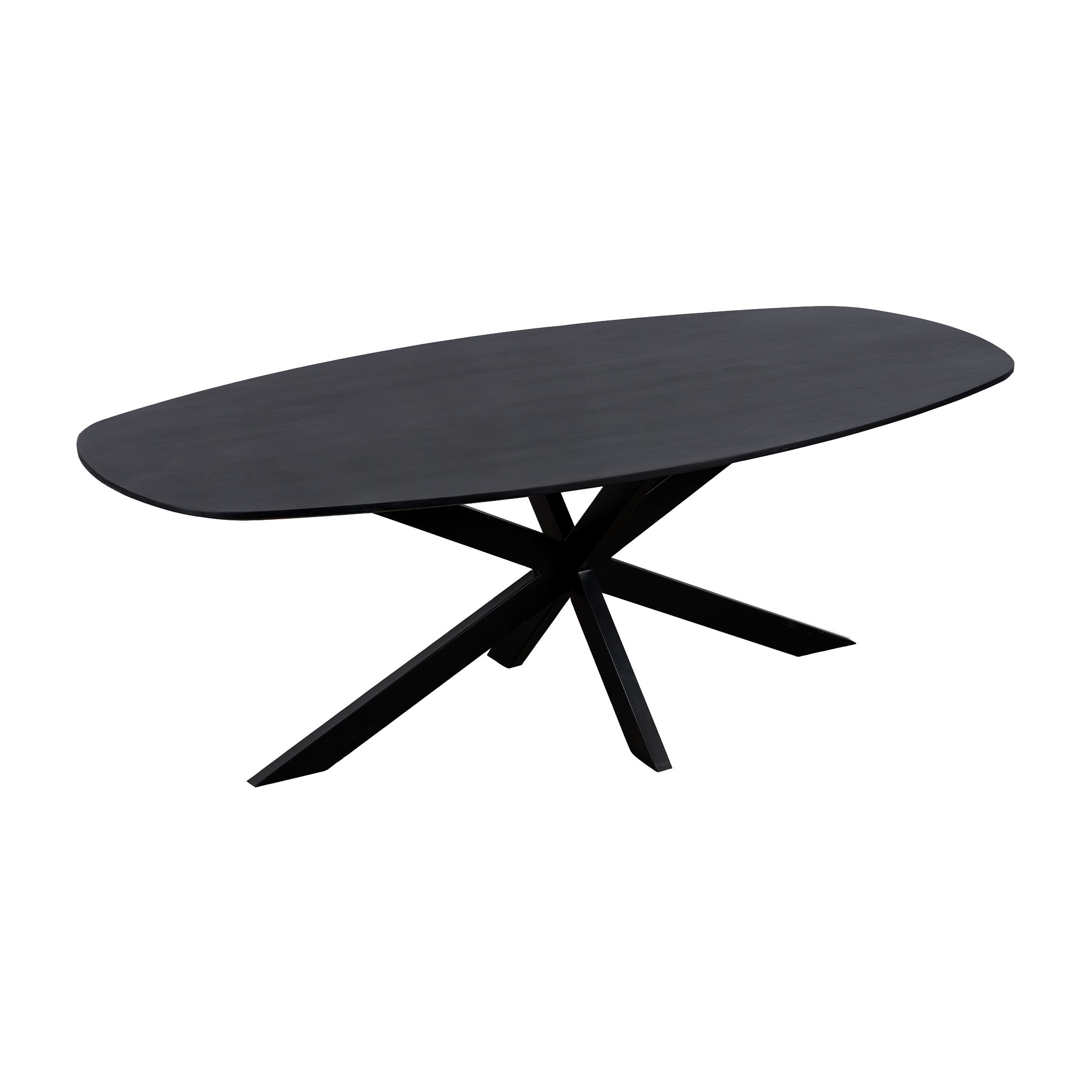 QUVIO Sofia – Deense ovale eettafel in zwart mangohout (180 × 90 cm)