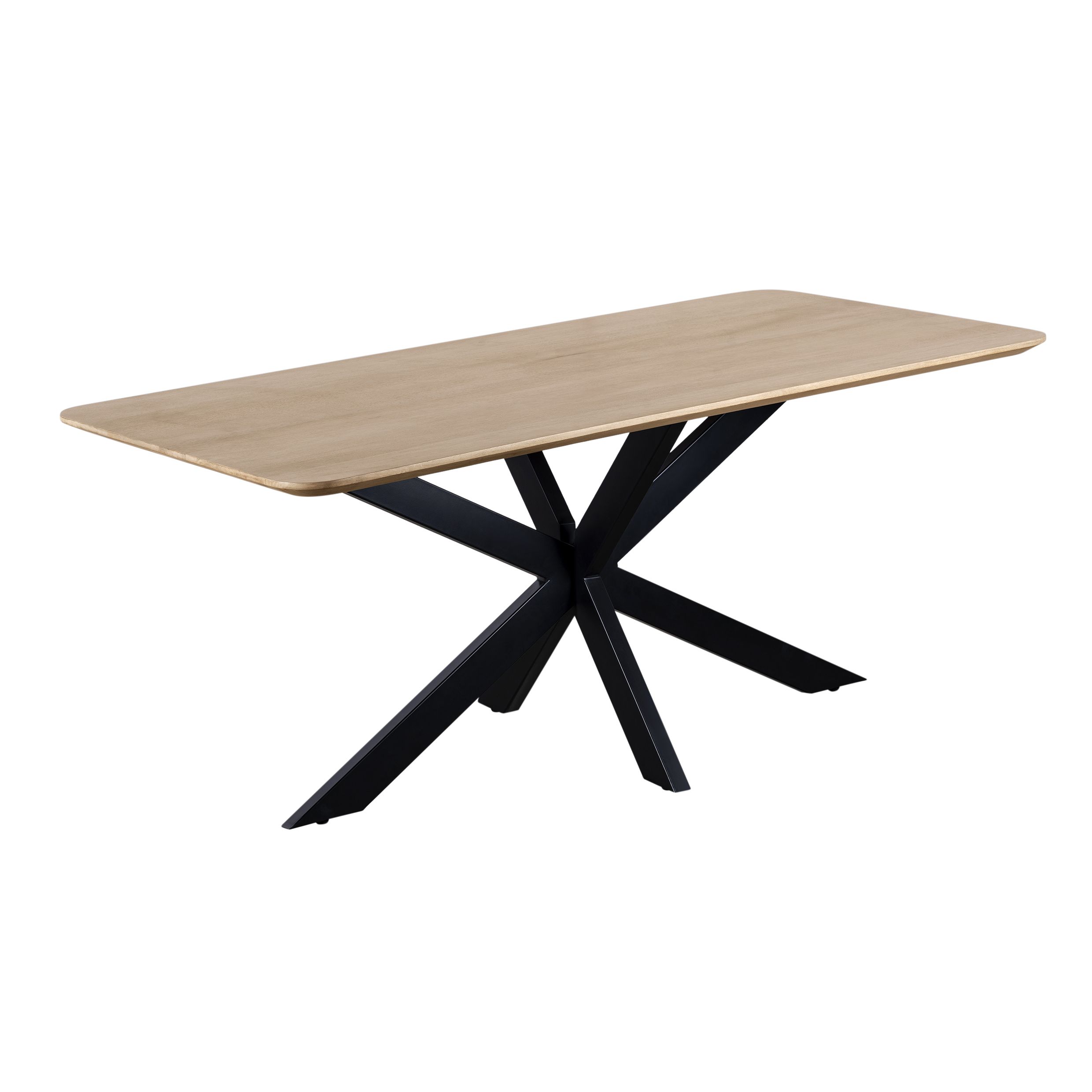 QUVIO Sofia eettafel – robuust mangohout met stoere X‑poot, 180 × 90 cm