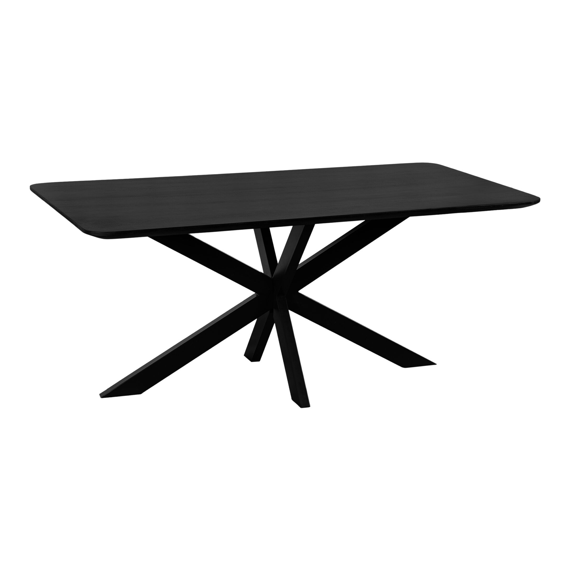 QUVIO Sofia – Industriële eettafel van zwart mangohout (180×90 cm)