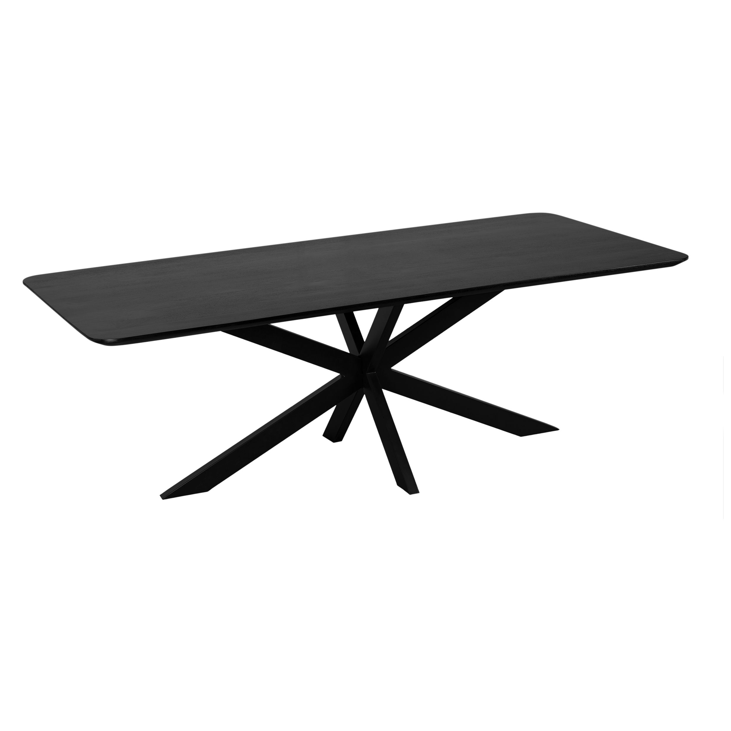 QUVIO Sofia – Strakke zwarte eettafel van FSC‑gecertificeerd mangohout (220 × 110 cm)