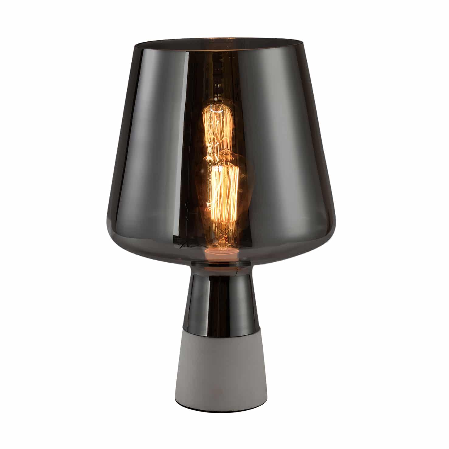 QUVIO Tafellamp Retro – Betonvoetje met Glazen Kap, 24 cm