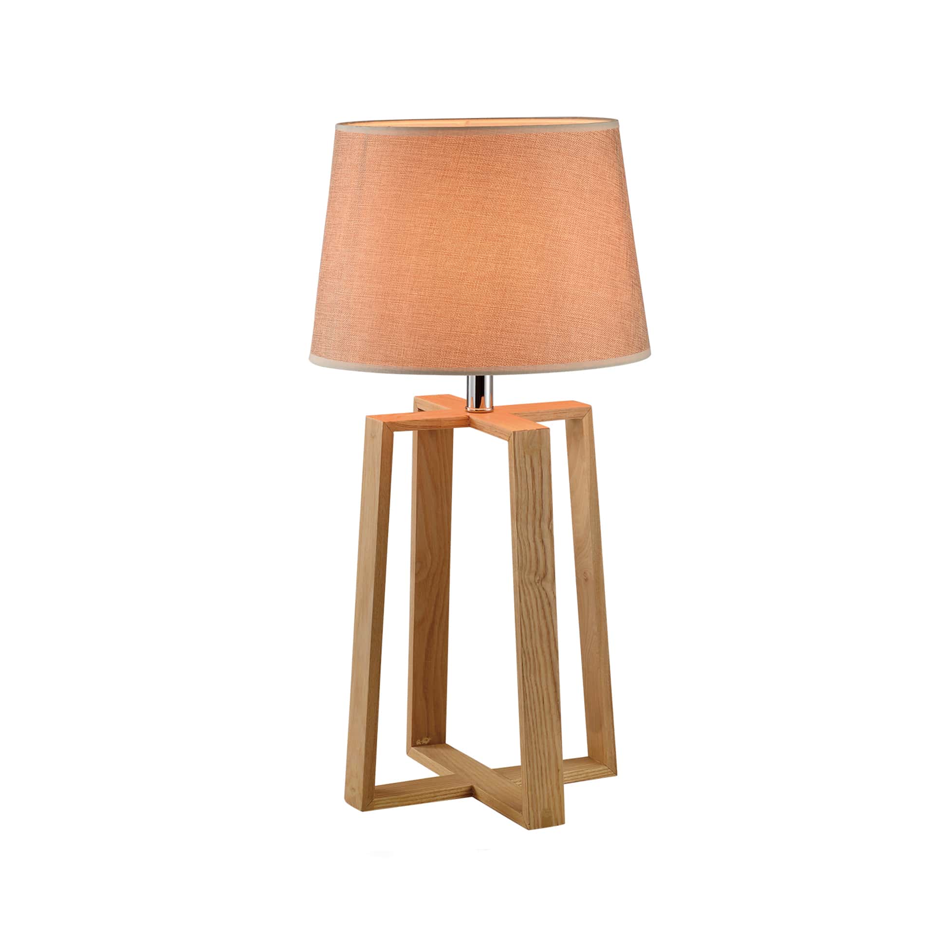 QUVIO Tafellamp Scandinavisch – Stoer, Natuurlijke Hout & Stof, 32 cm