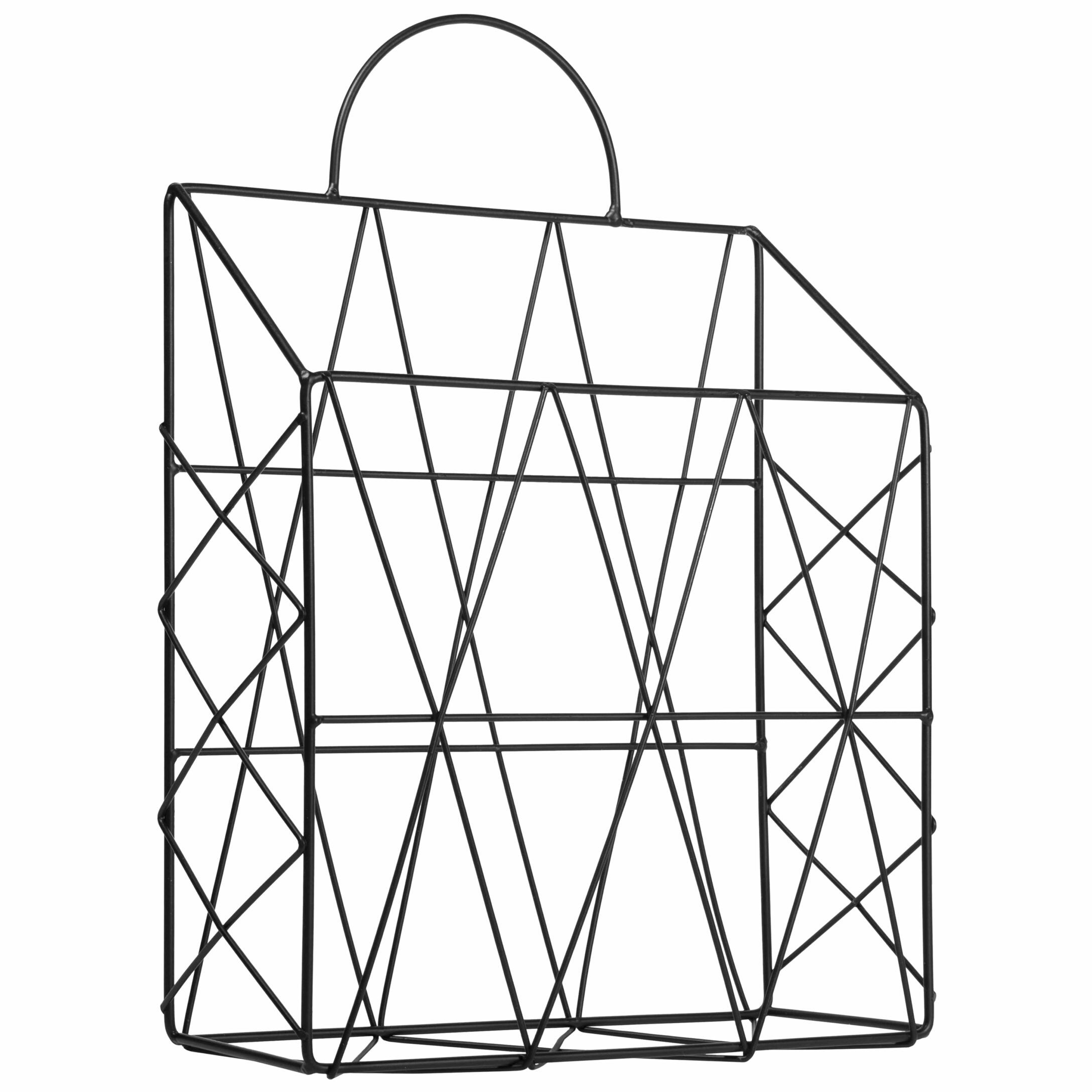 QUVIO Tijdschriftenrek voor Wandmontage – Strak Draadstaal, Compact 10,5 × 25 × 37 cm
