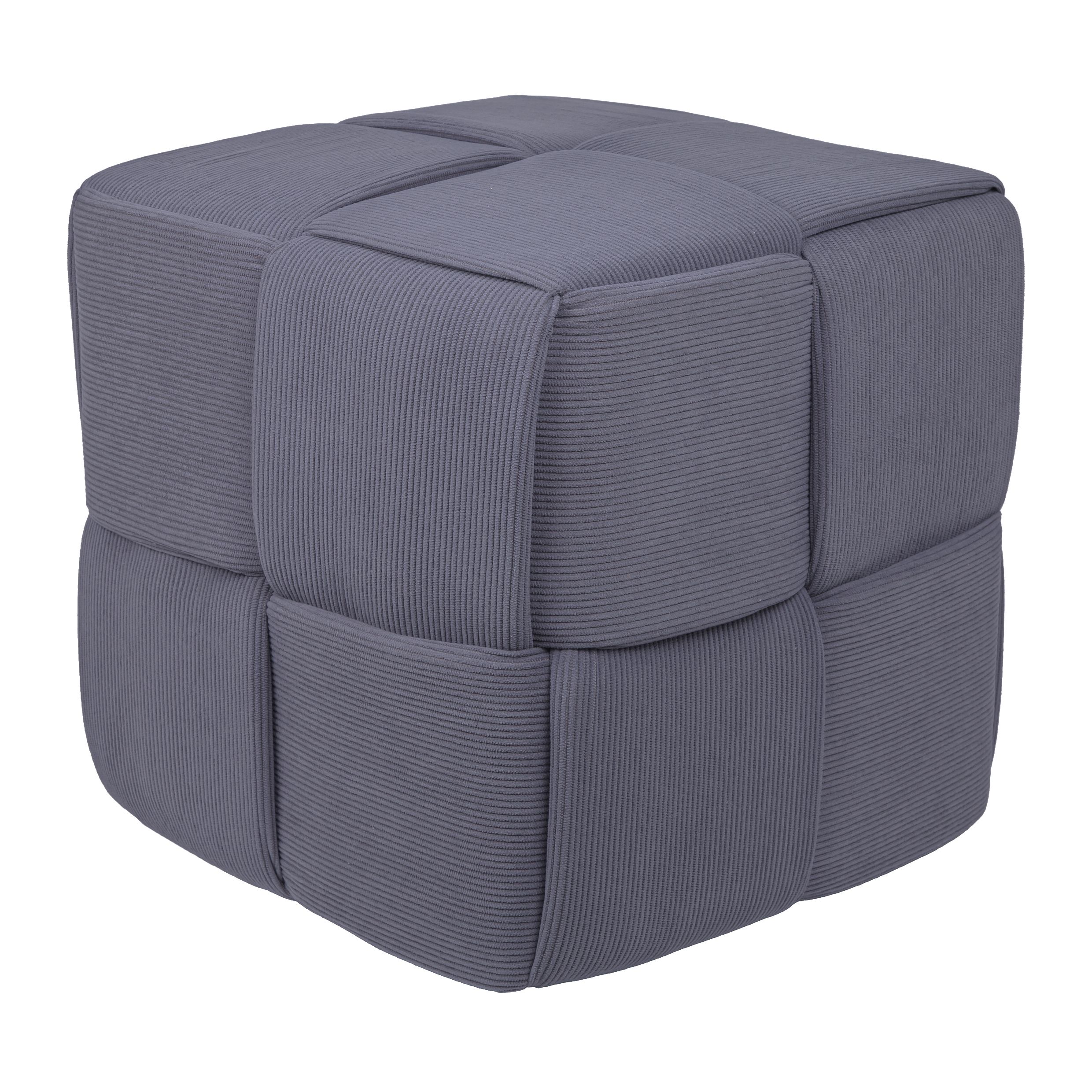QUVIO Vierkante Corduroy poef – Grijs 35 cm