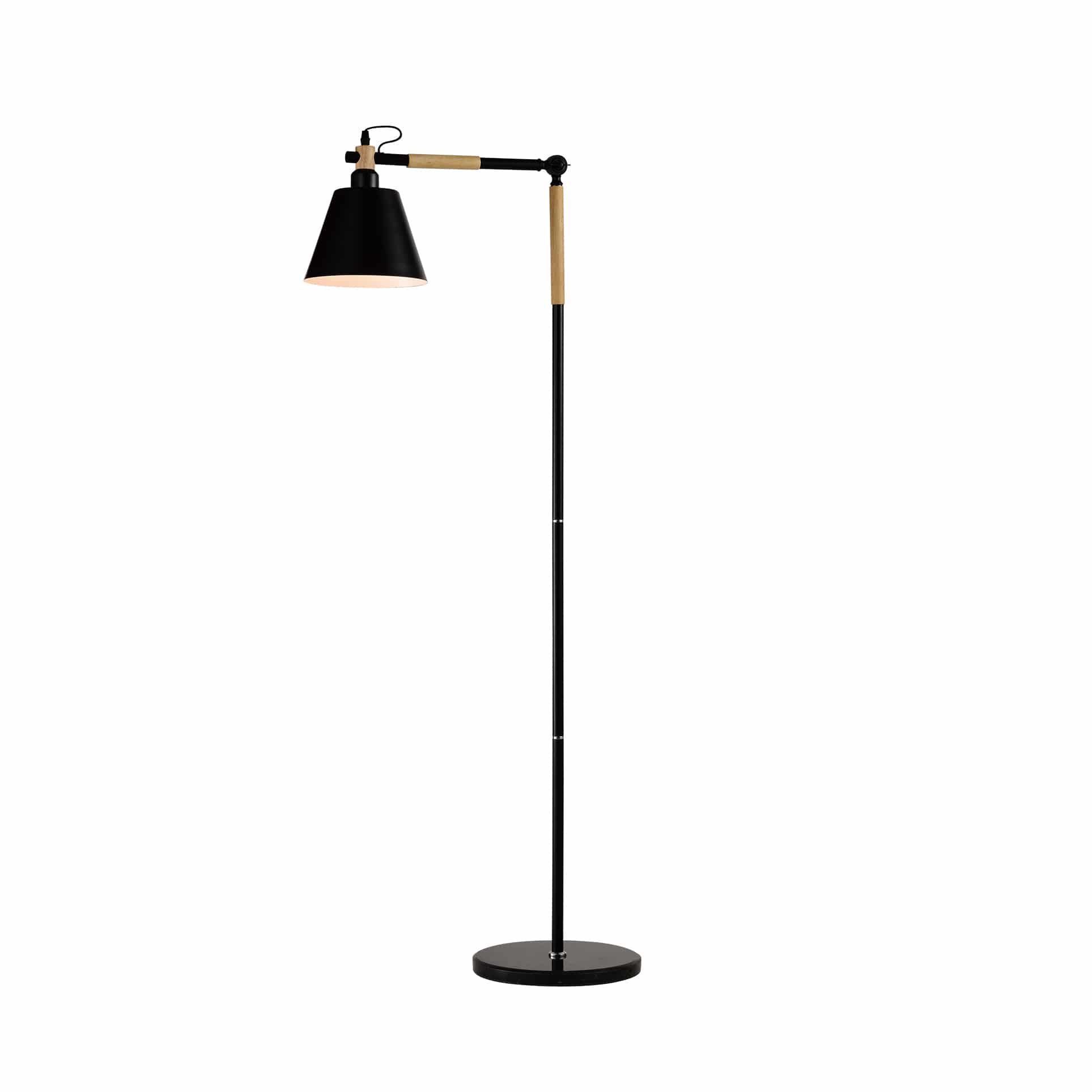 QUVIO Vloerlamp Scandinavisch – Strak design in hout en zwart