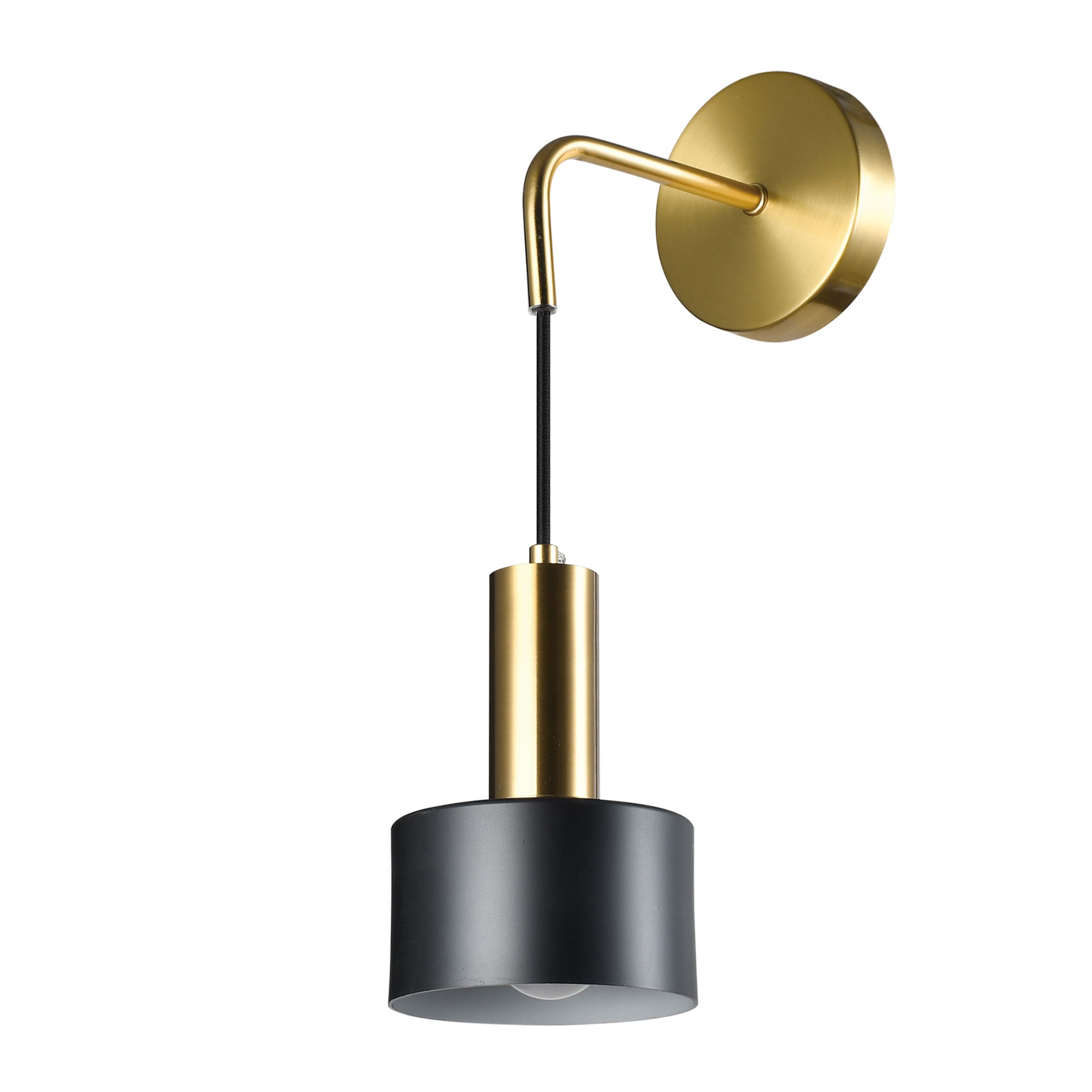 QUVIO Wandlamp Goud & Zwart – Elegante Ronde Metaallamp voor Elk Interieur